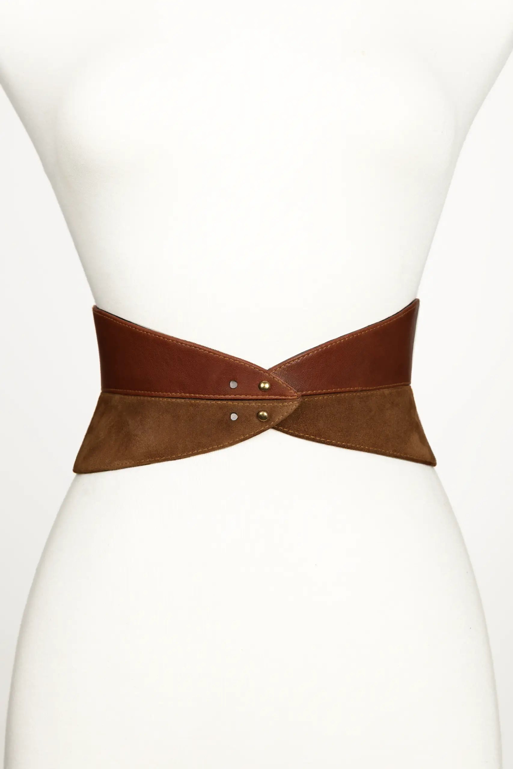 Corset Leather Belt - Cognac