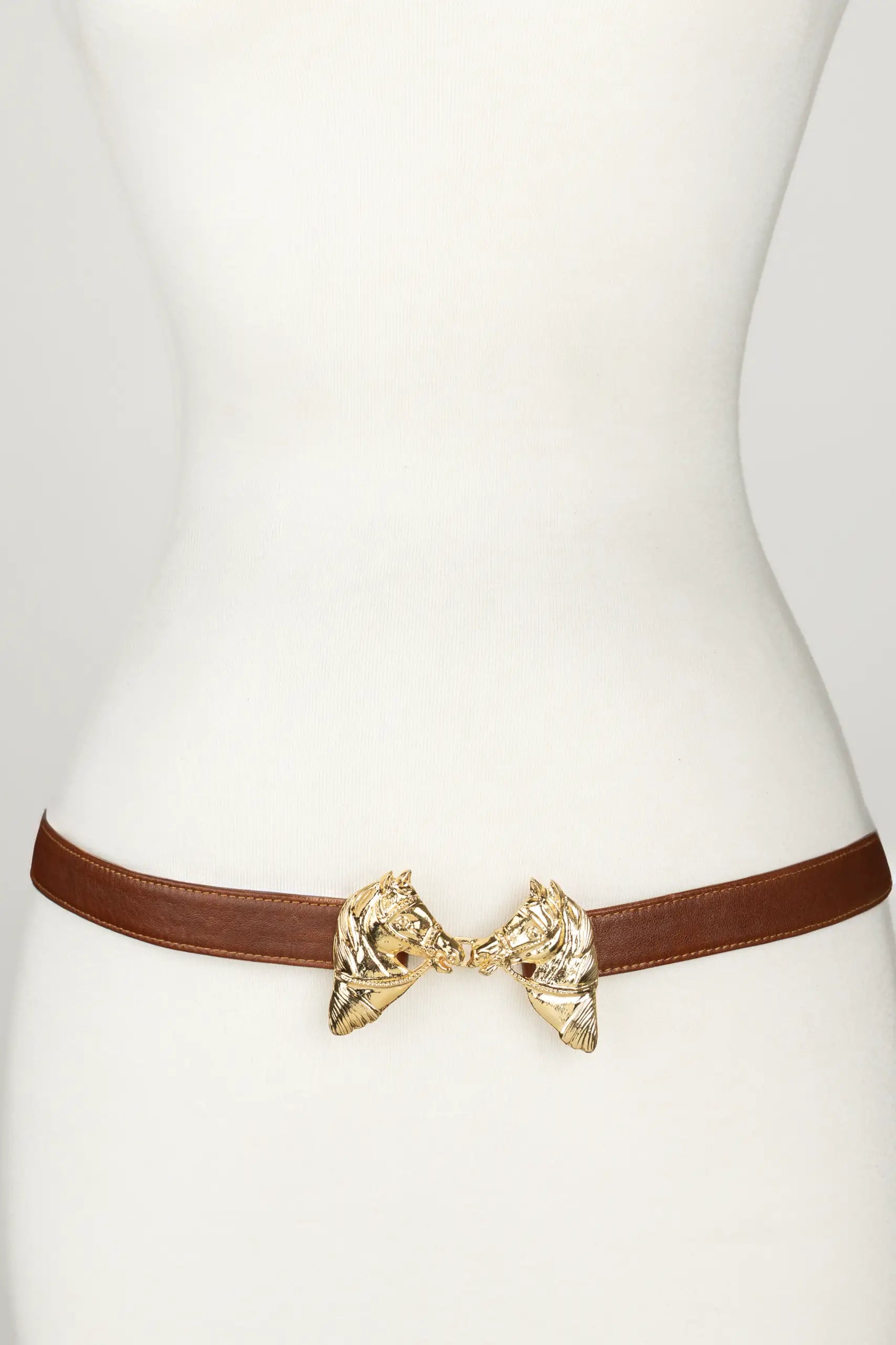 Harvey Horse Clasp Leather Belt - Brown