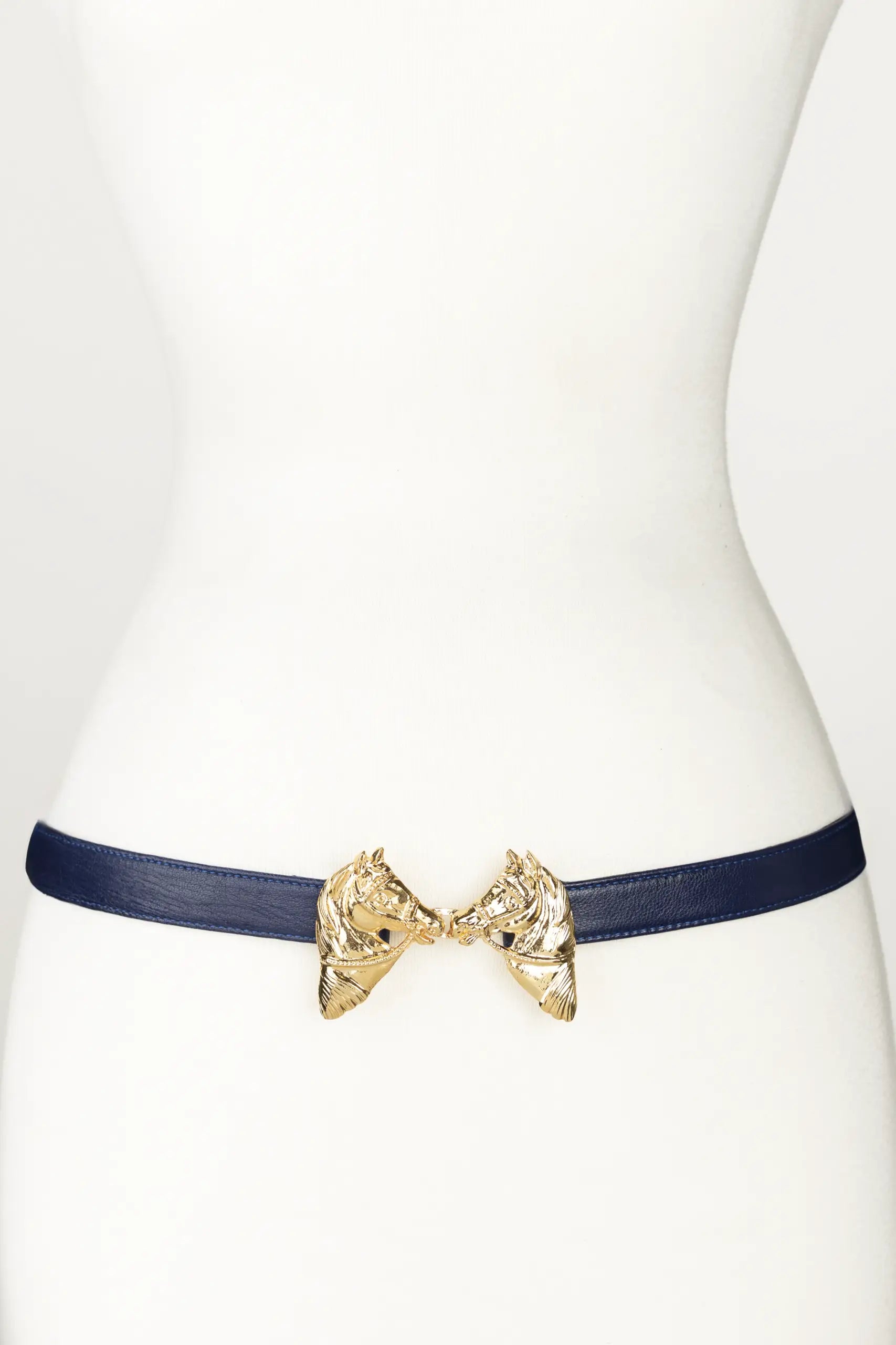 Harvey Horse Clasp Leather Belt - Blue