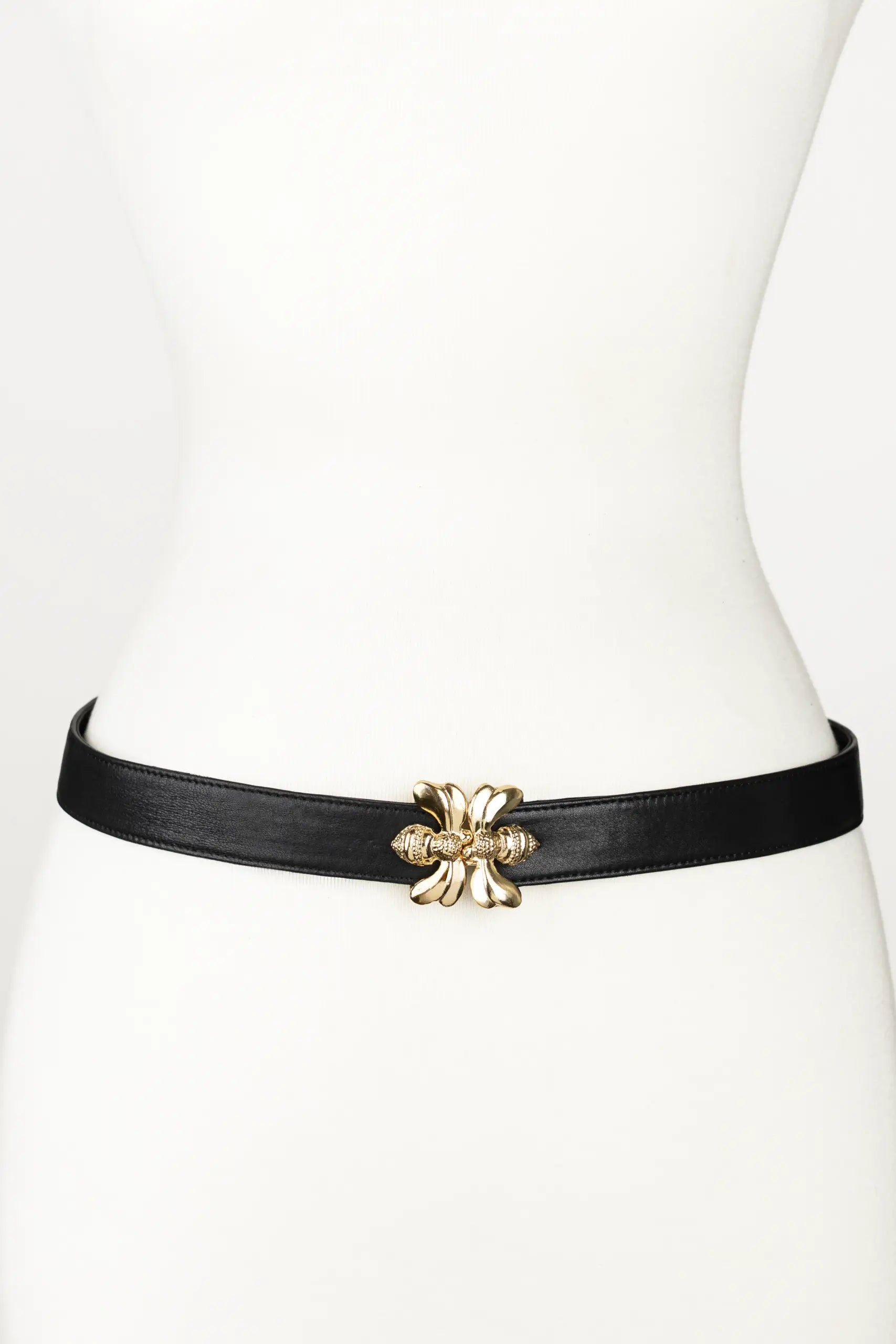 Double Bee Clasp Buckle Leather belt