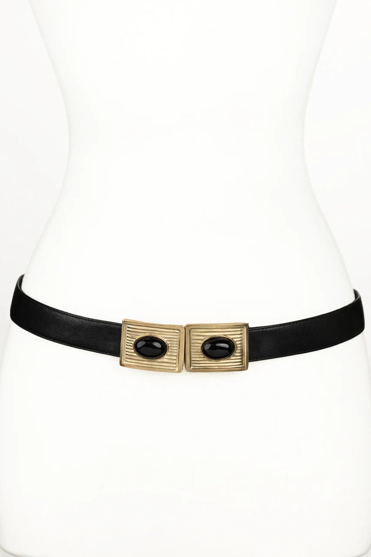 Large Stones Buckle Leather Belt