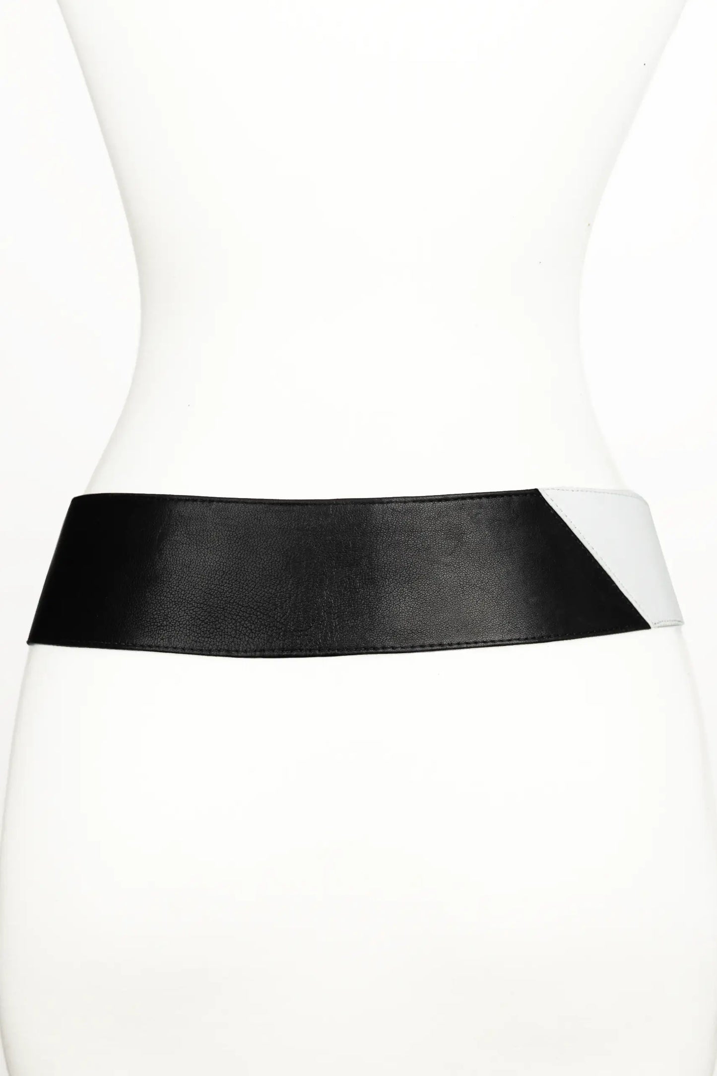 Vixen Color Block Leather Belt - Black/White