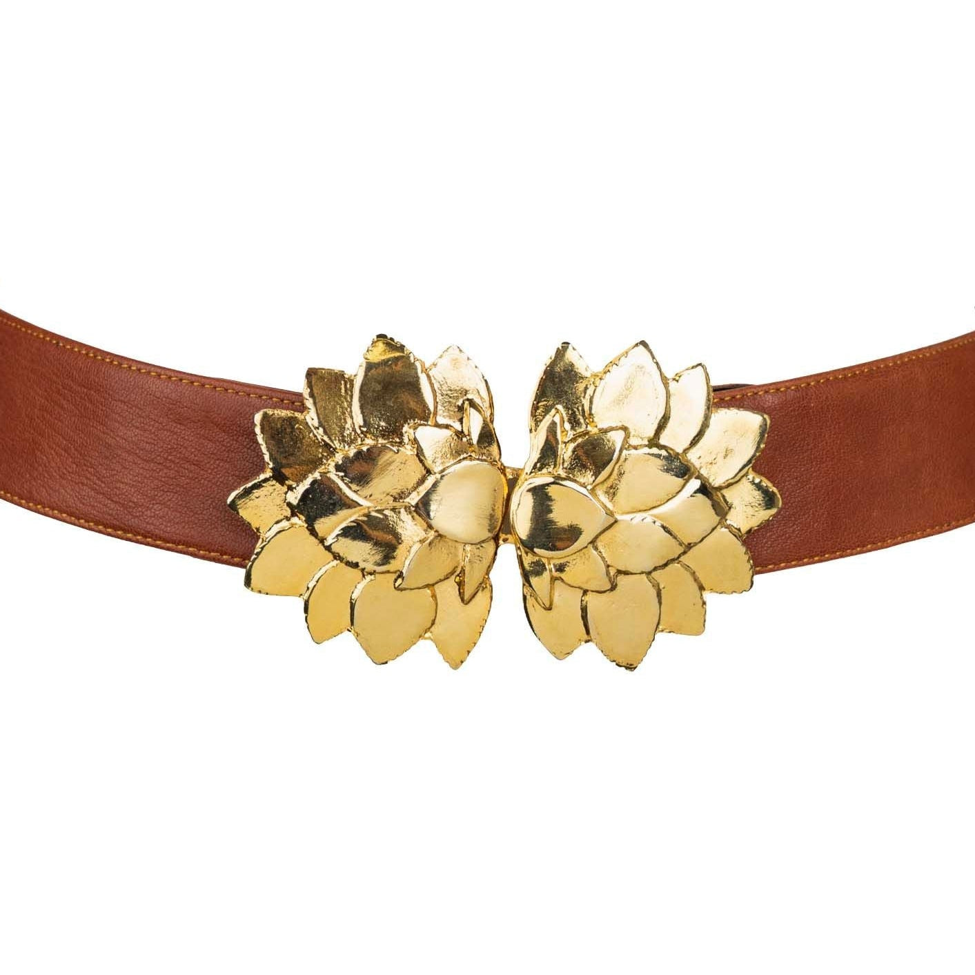 Floral Buckle leather Belt