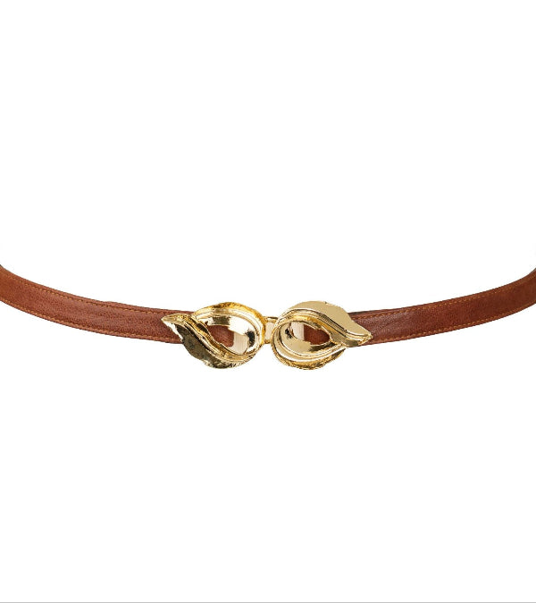 Lauren Leaf Buckle Leather Belt