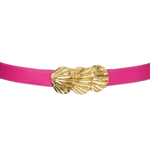 Sea Shells Buckle Leather Belt