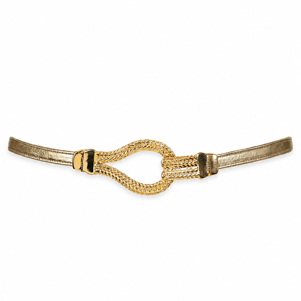 Marine Knot Buckle LeatherBelt - Gold