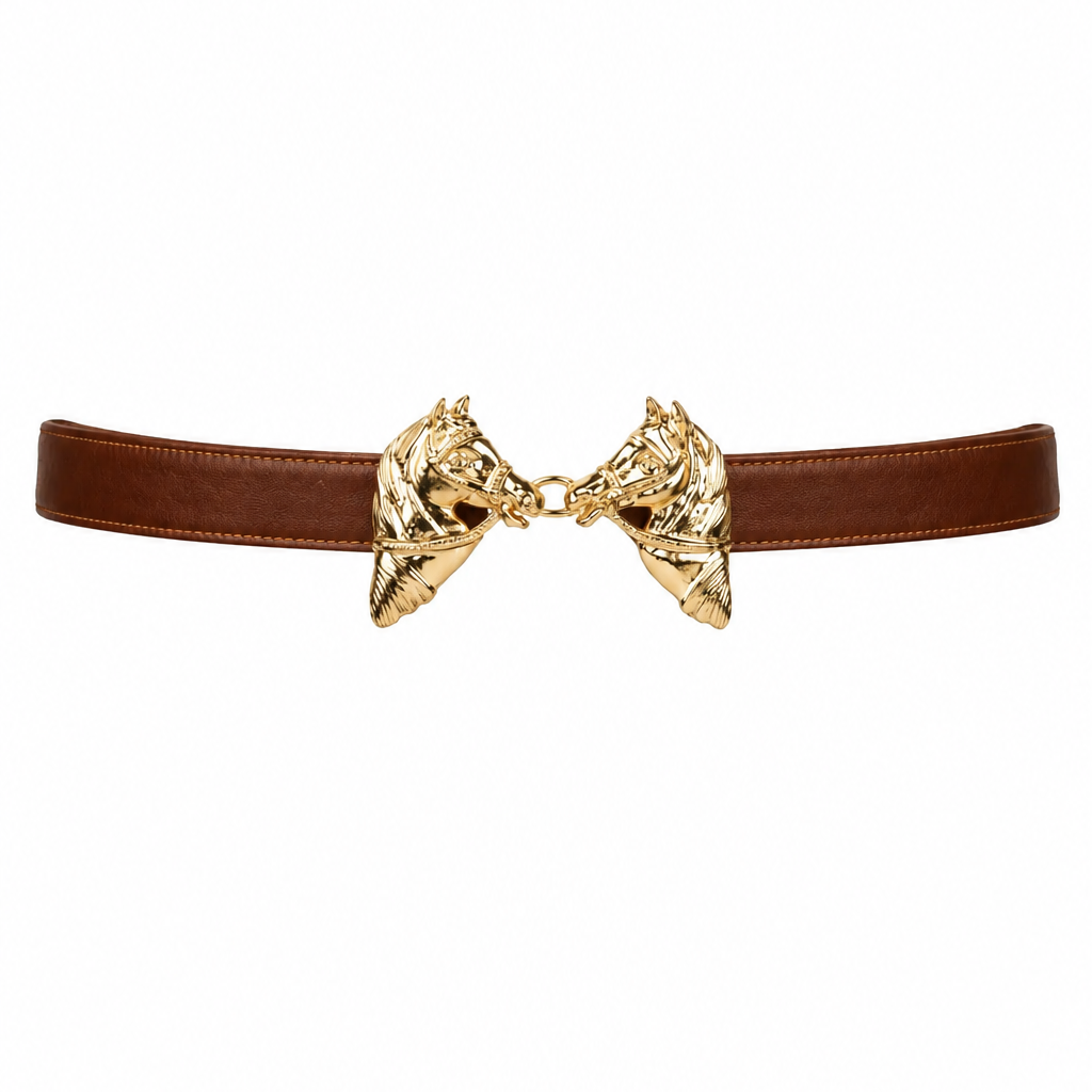 Harvey Horse Clasp Leather Belt - Brown