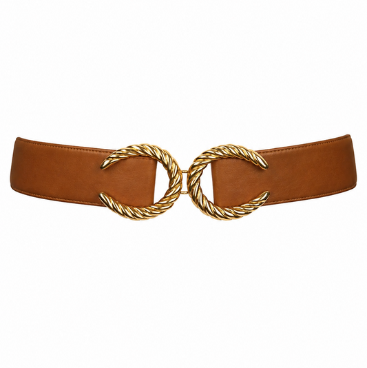 CC Buckle Leather Belt - Camel