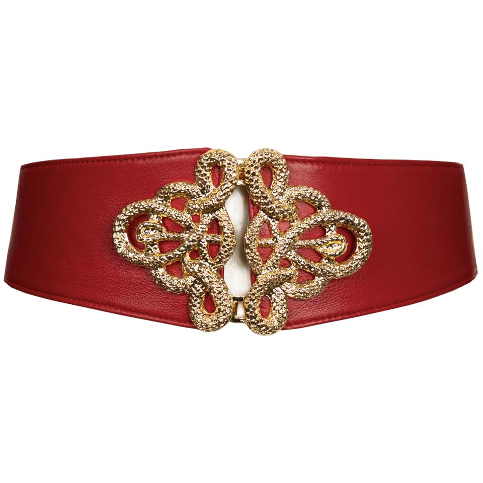 Christian Corset Leather Belt - Red