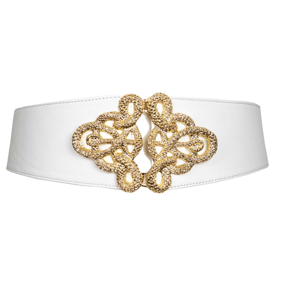Christian Corset Leather Belt - White