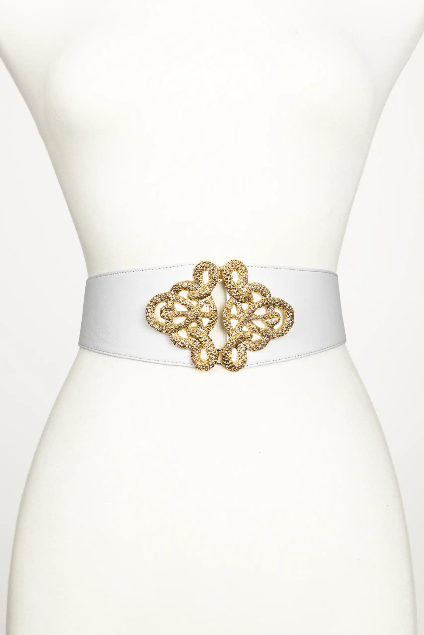 Christian Corset Leather Belt - White