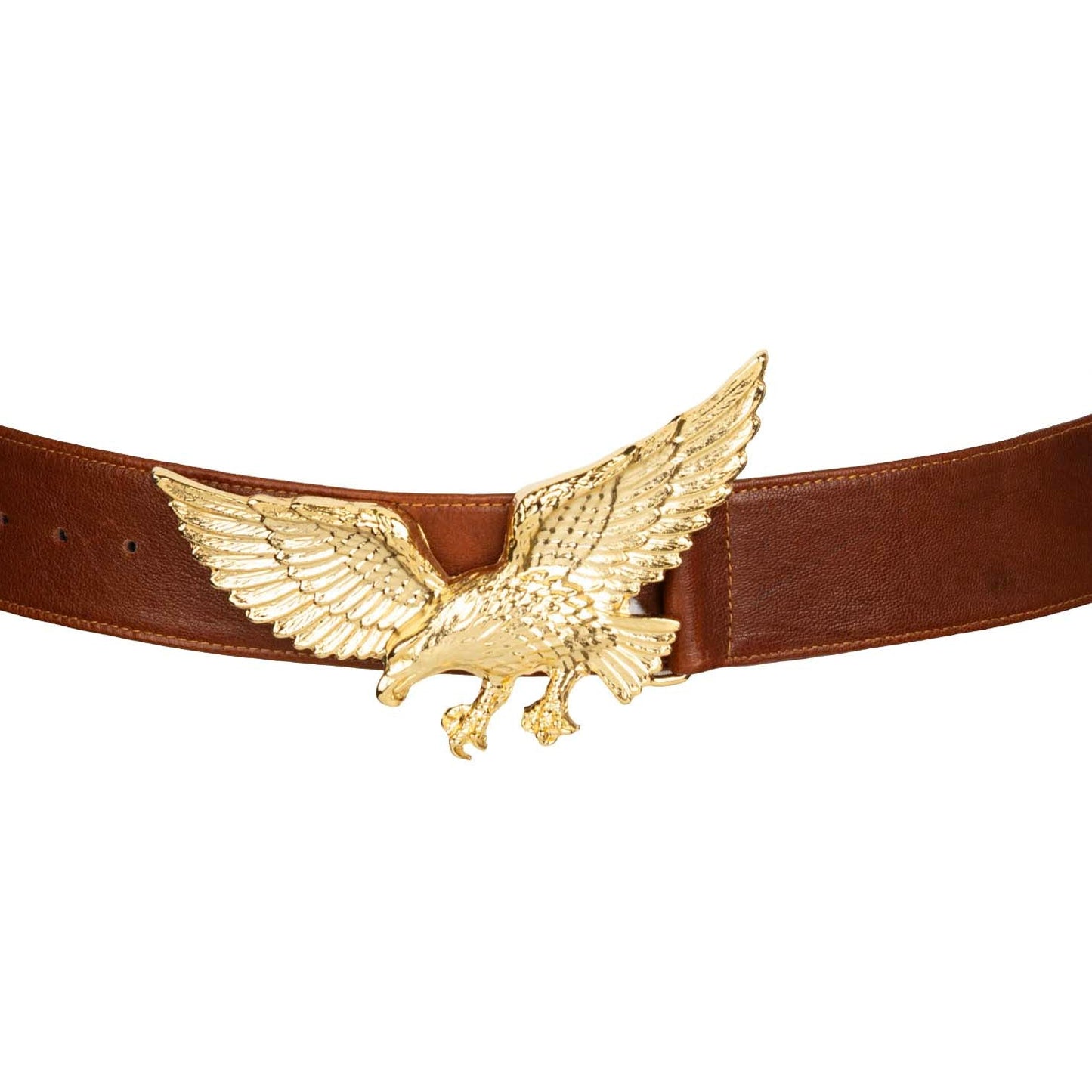 Eagle Buckle Leather Belt - Brown