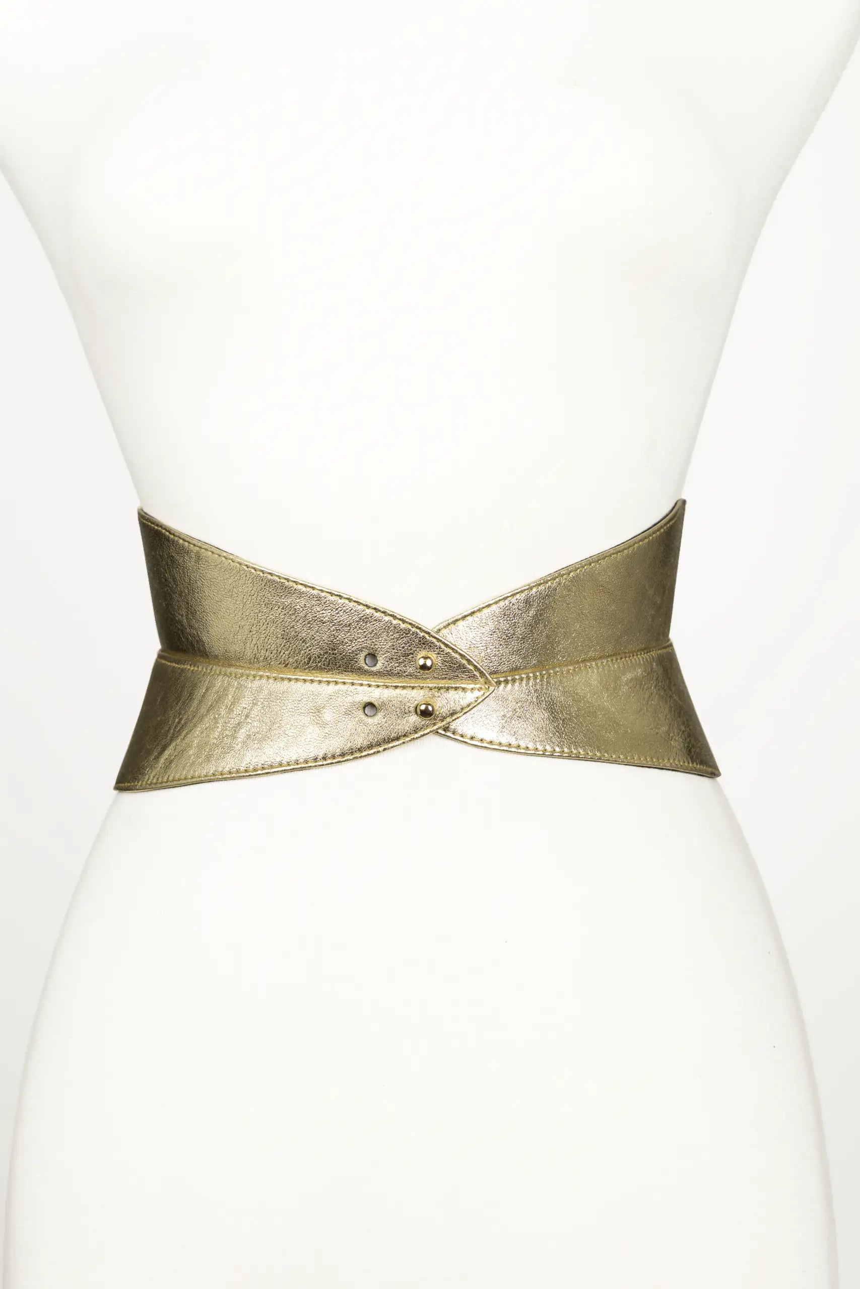 Corset Leather Belt - Gold