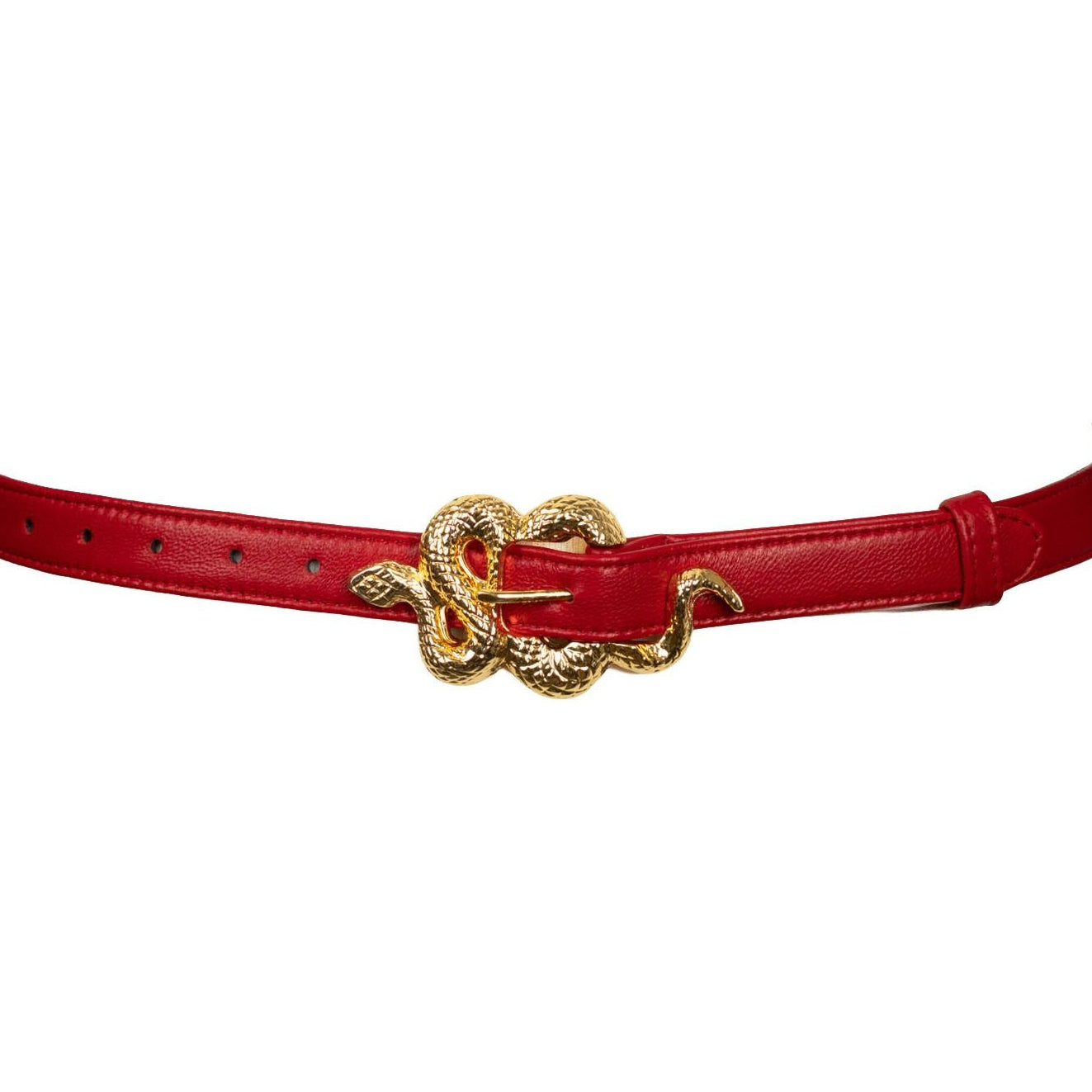 Snake Buckle Leather Belt