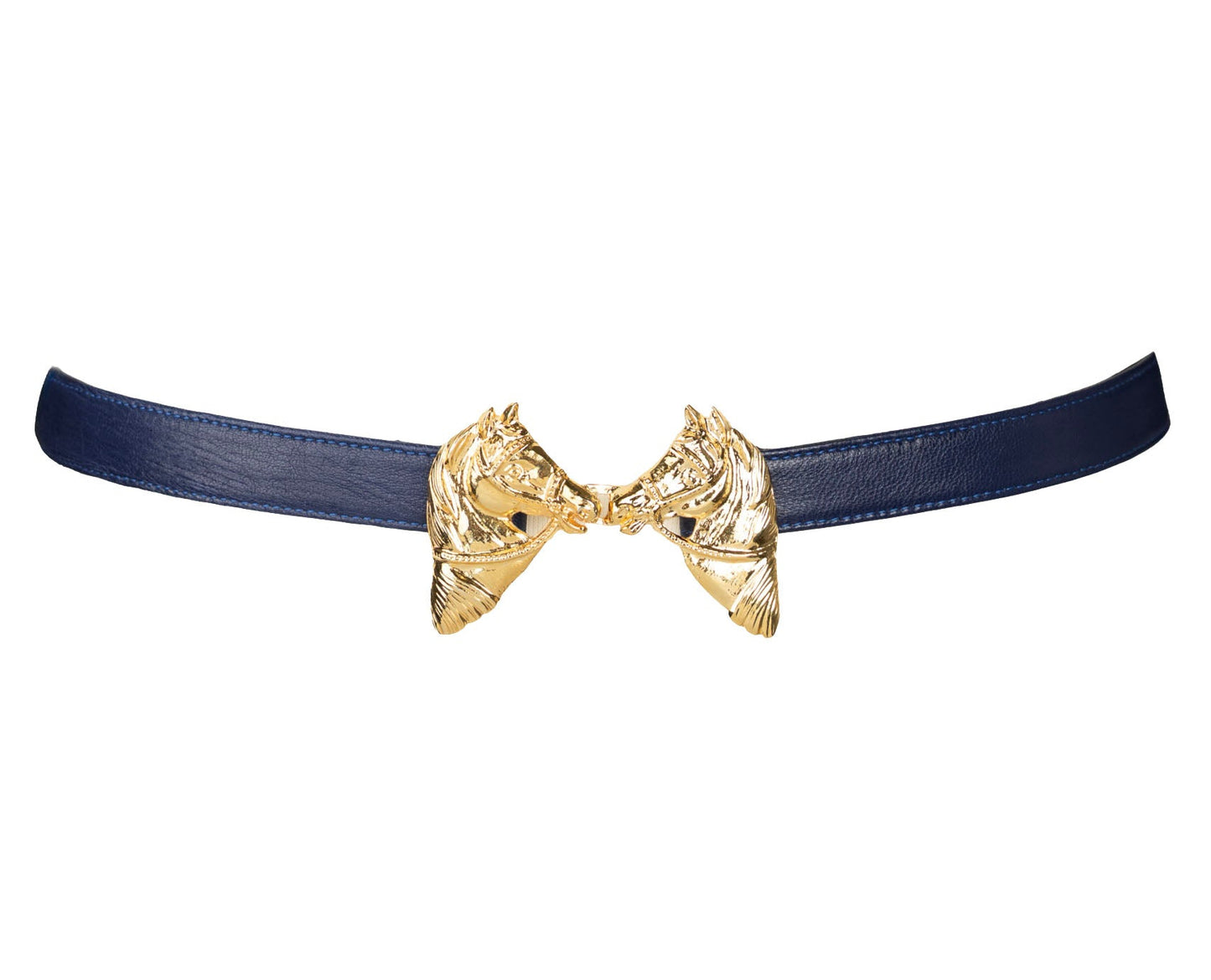 Harvey Horse Clasp Leather Belt - Blue