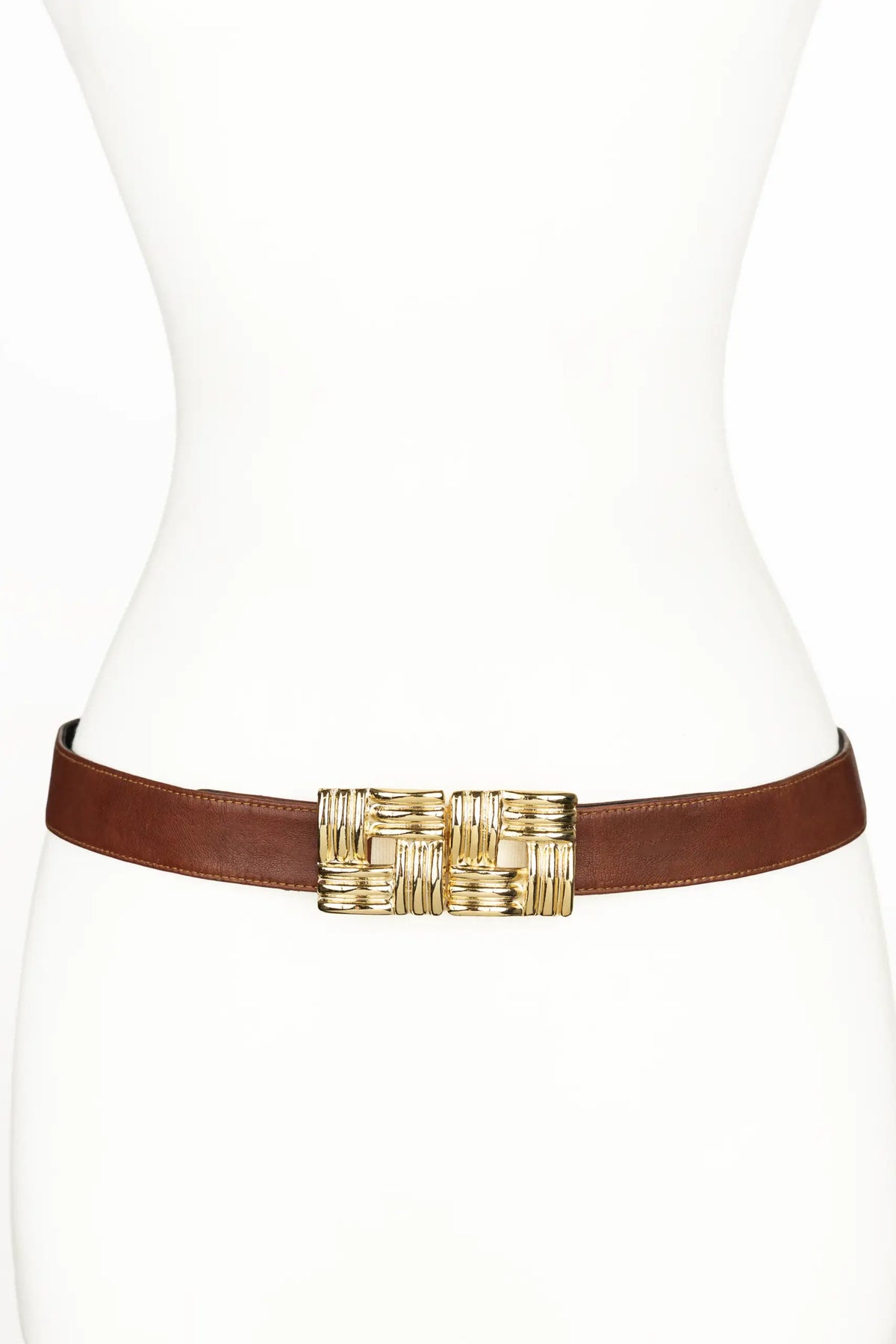 Square Gold Buckle leather belt