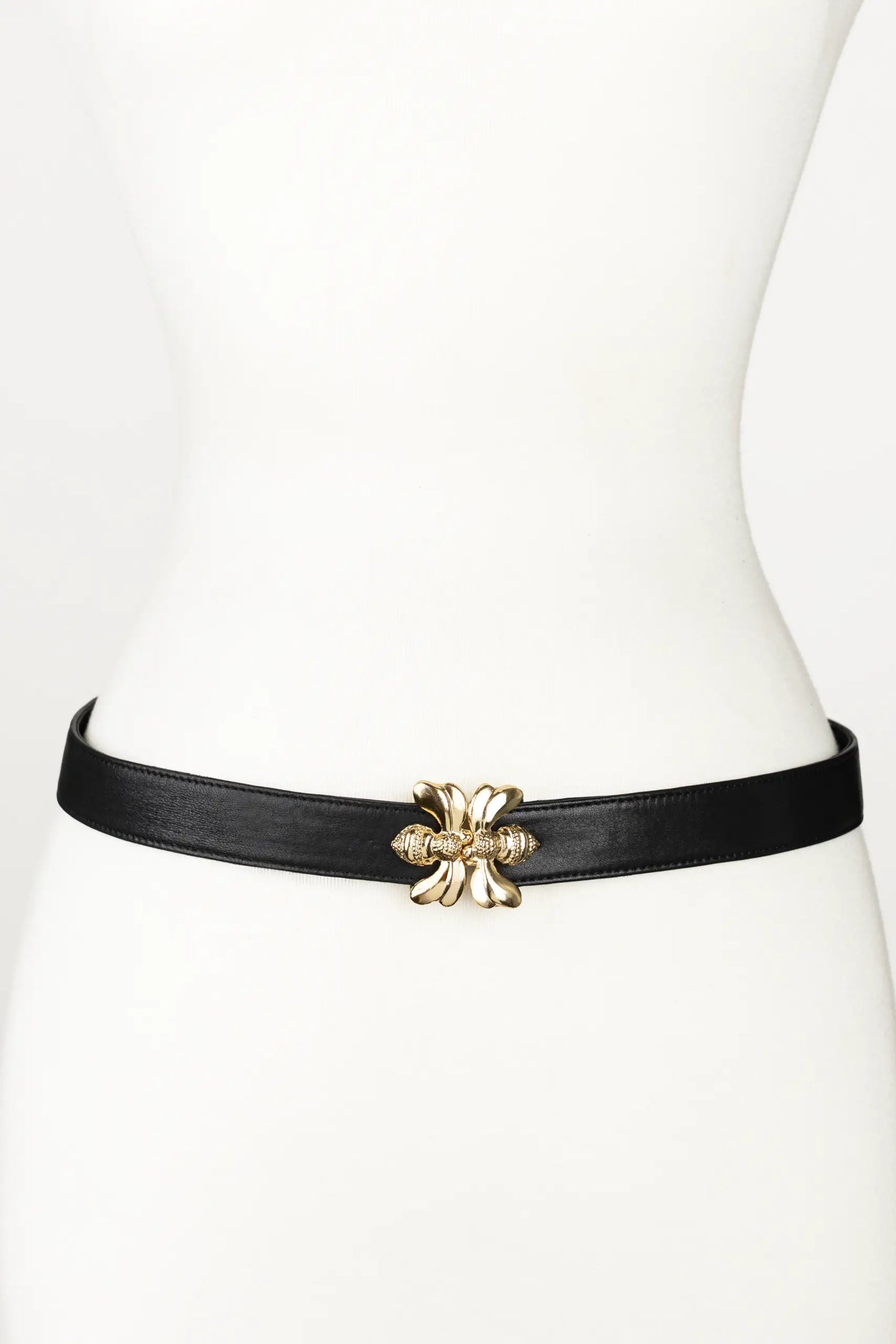 Double Bee Clasp Buckle Leather belt