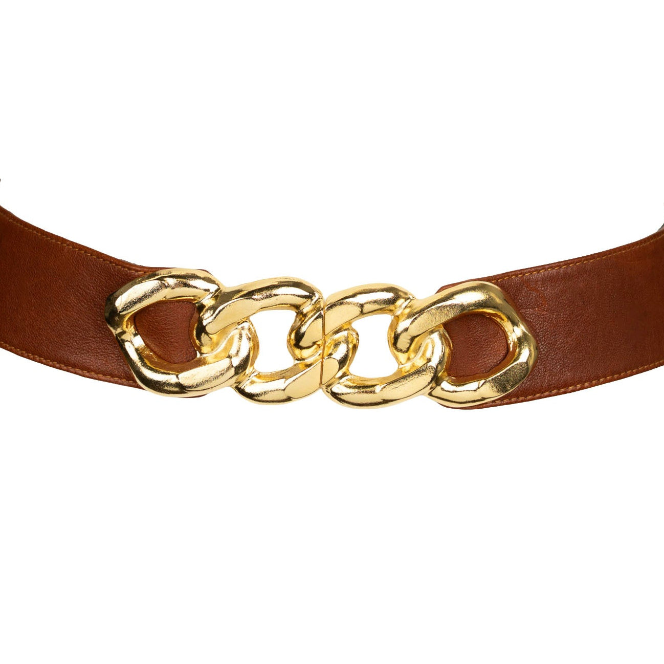 Jaclyn Chain Leather Belt - Brown