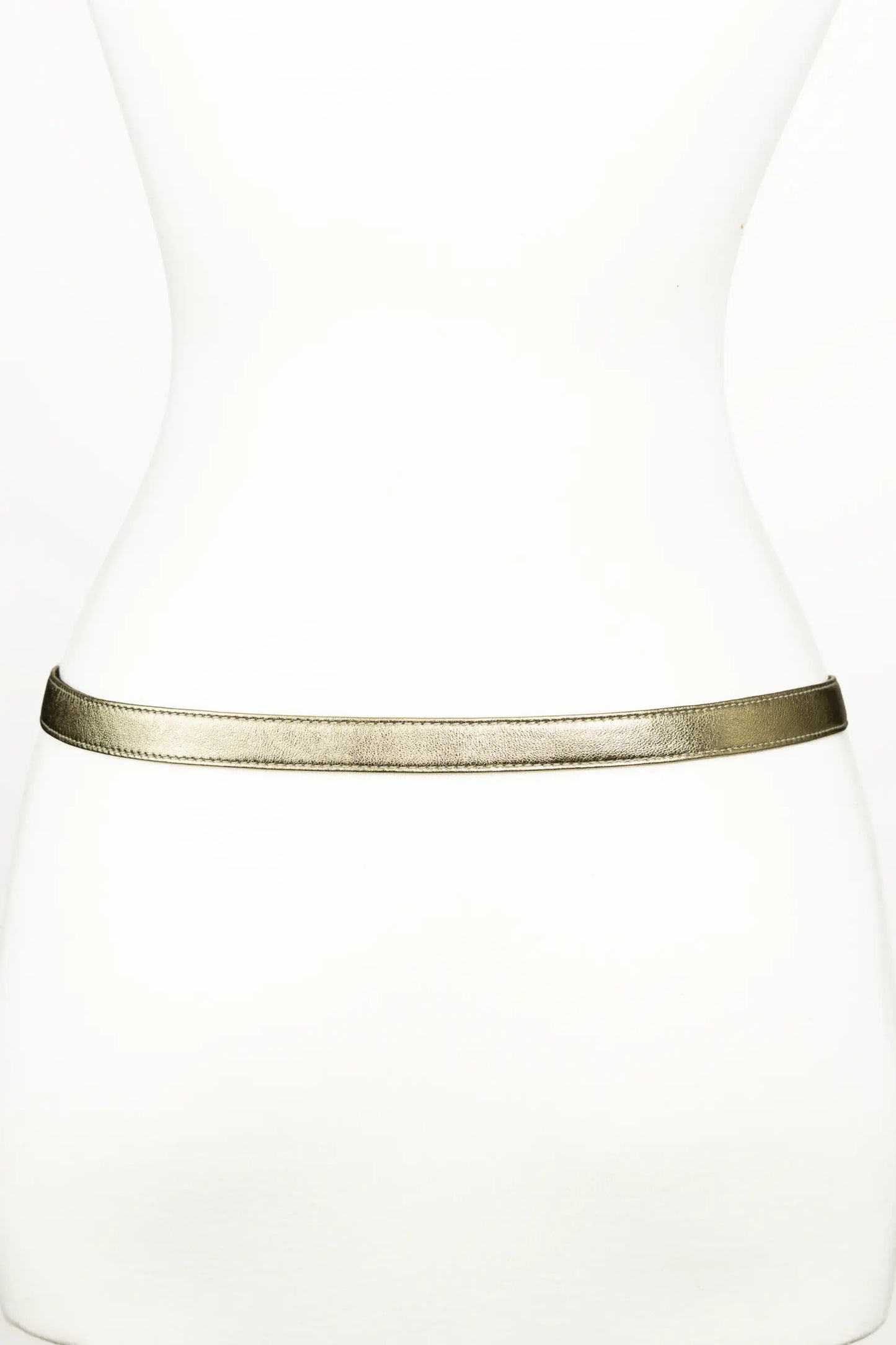 Rhinestones Buckle Leather Belt - Gold