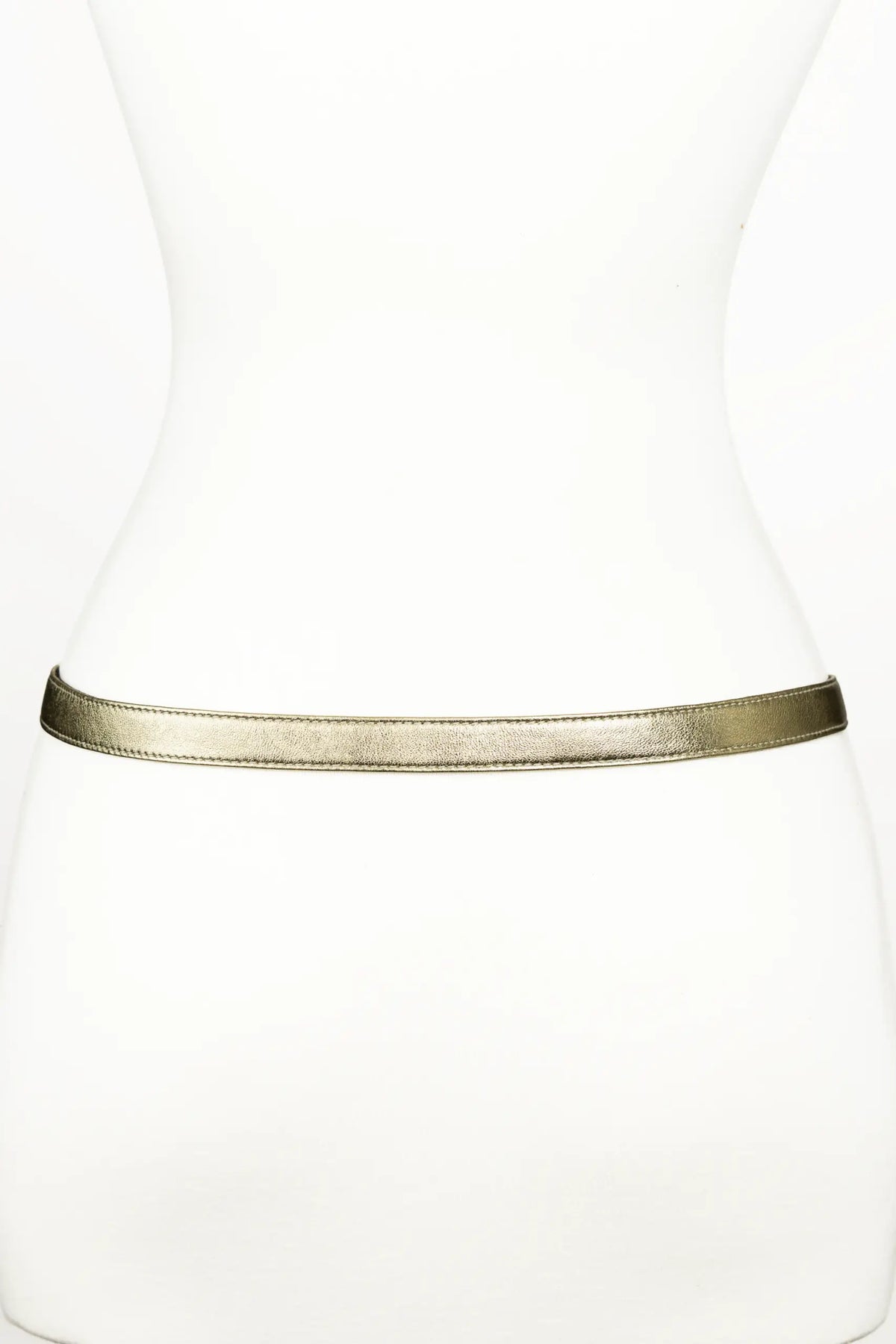 Rhinestones Buckle Leather Belt - Gold