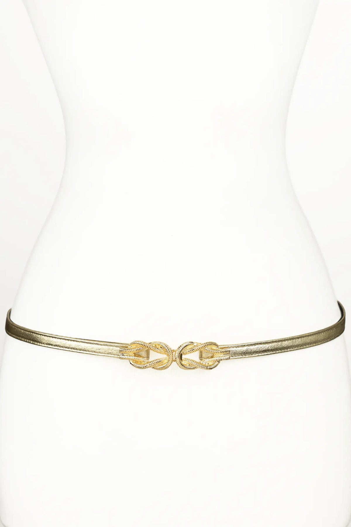 Gold Knot Buckle leather Belt - Gold