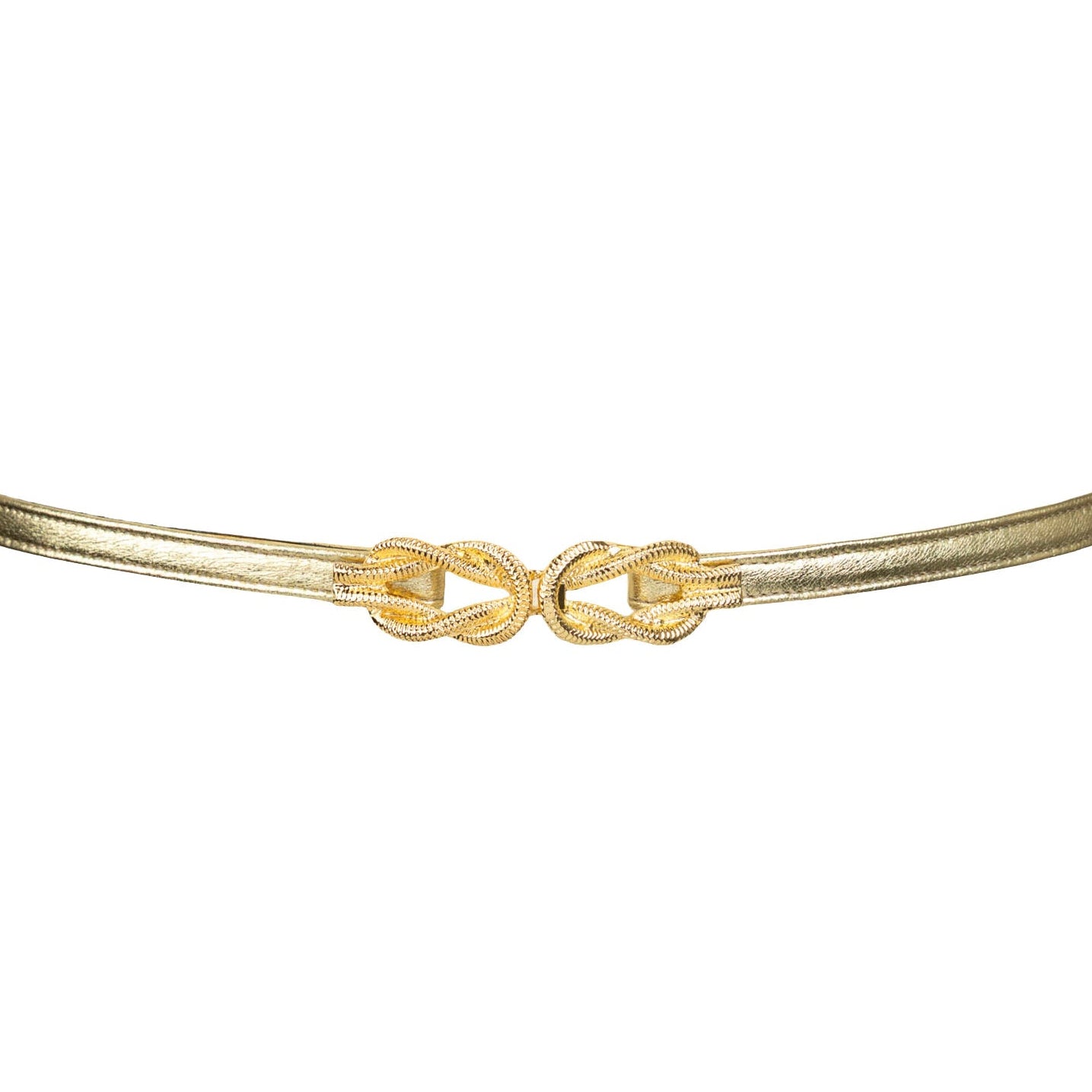 Gold Knot Buckle leather Belt - Gold