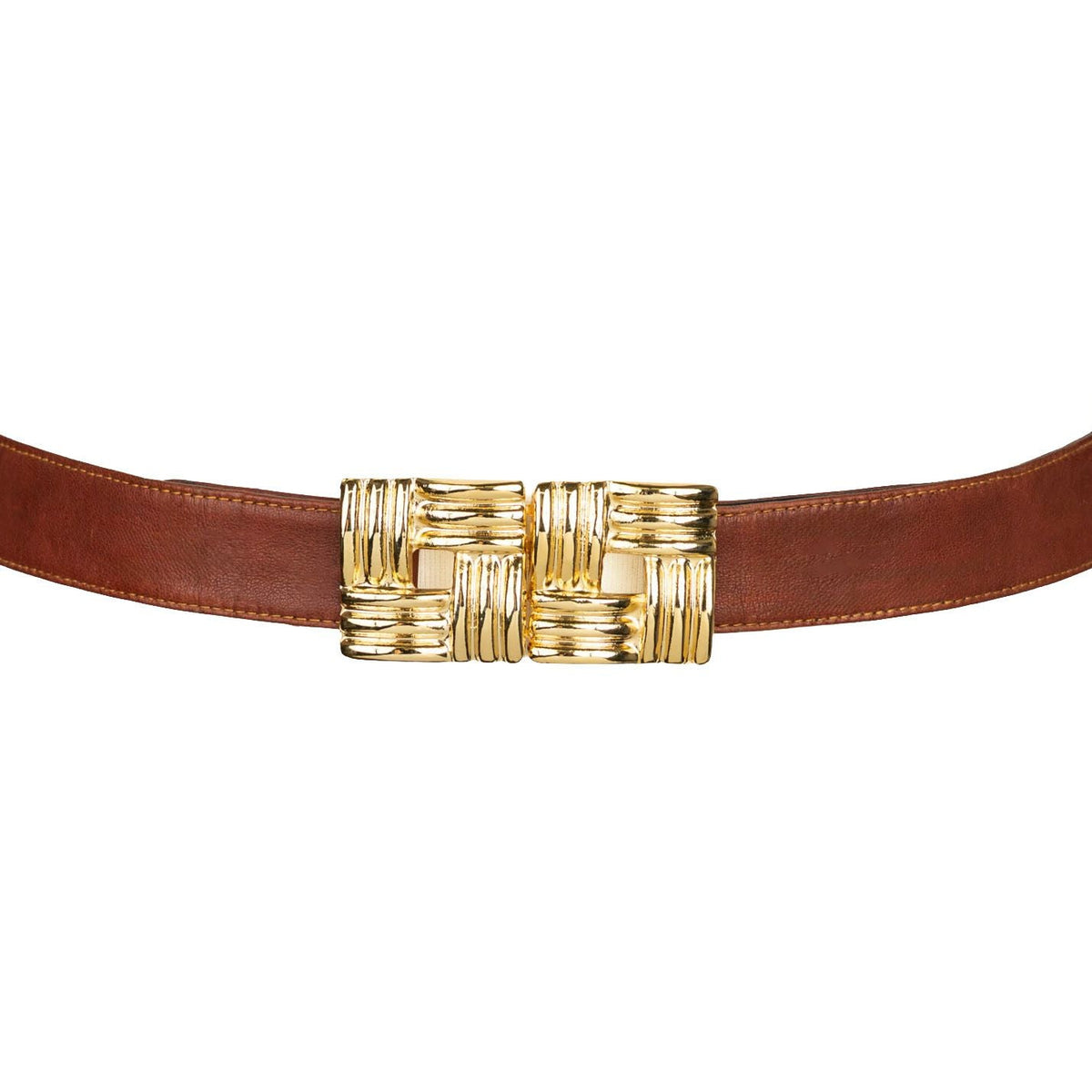 Square Gold Buckle leather belt