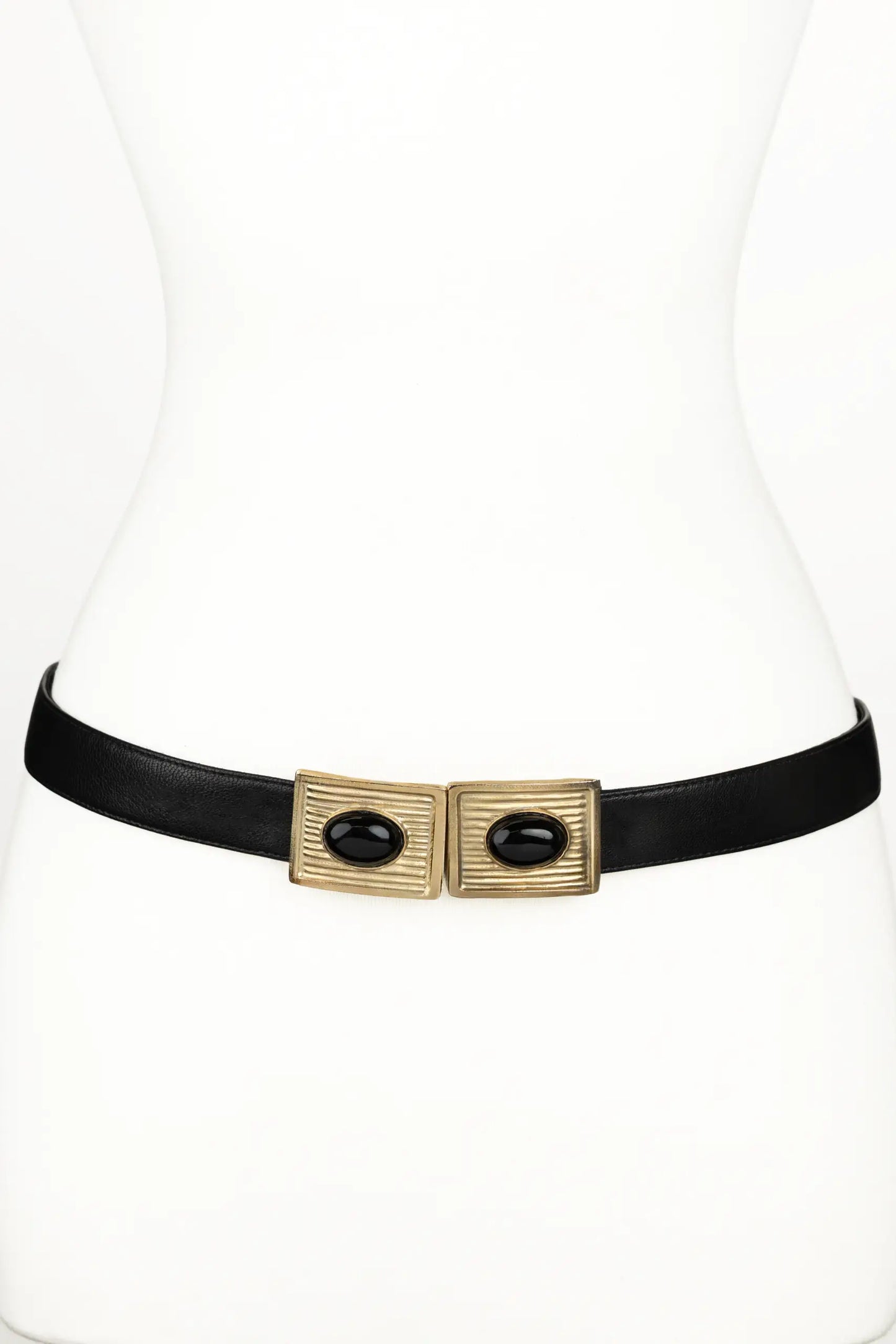 Large Stones Buckle Leather Belt
