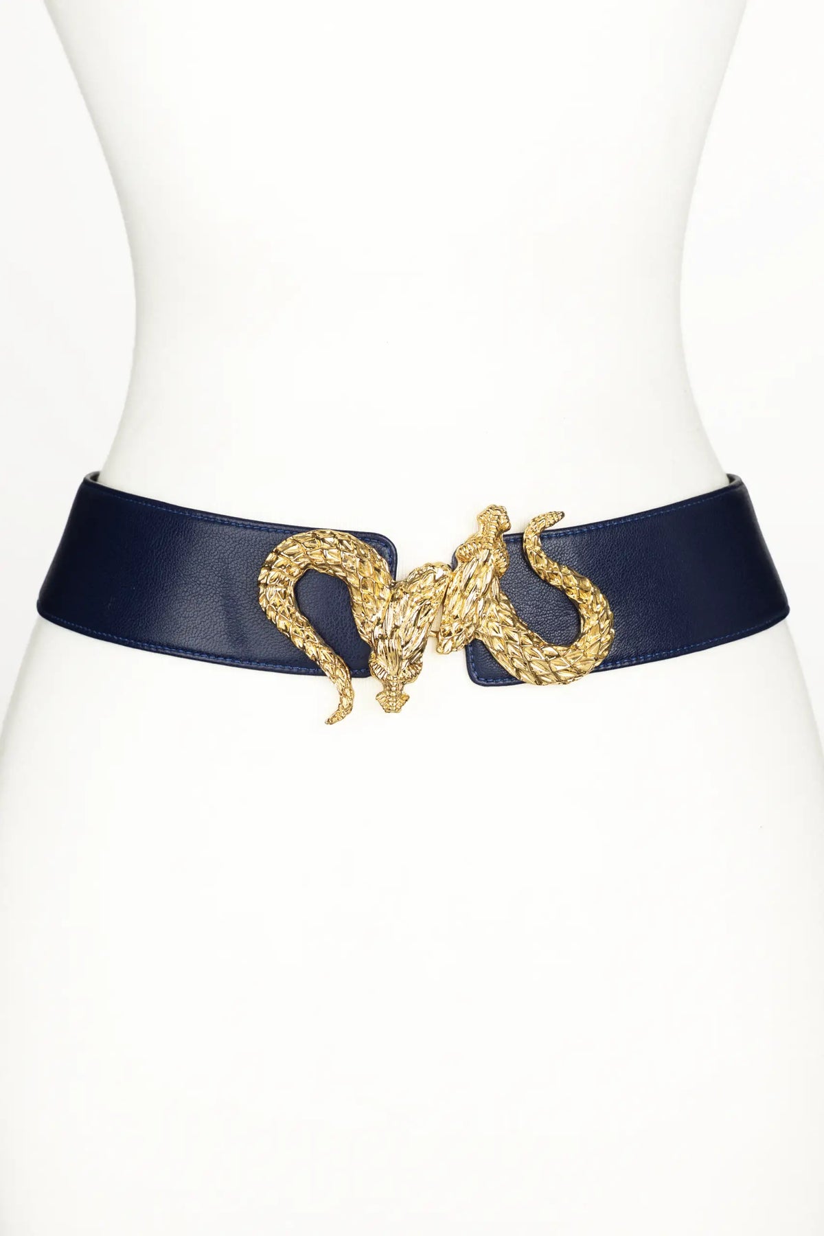 Dragon Buckle Leather Belt - Blue