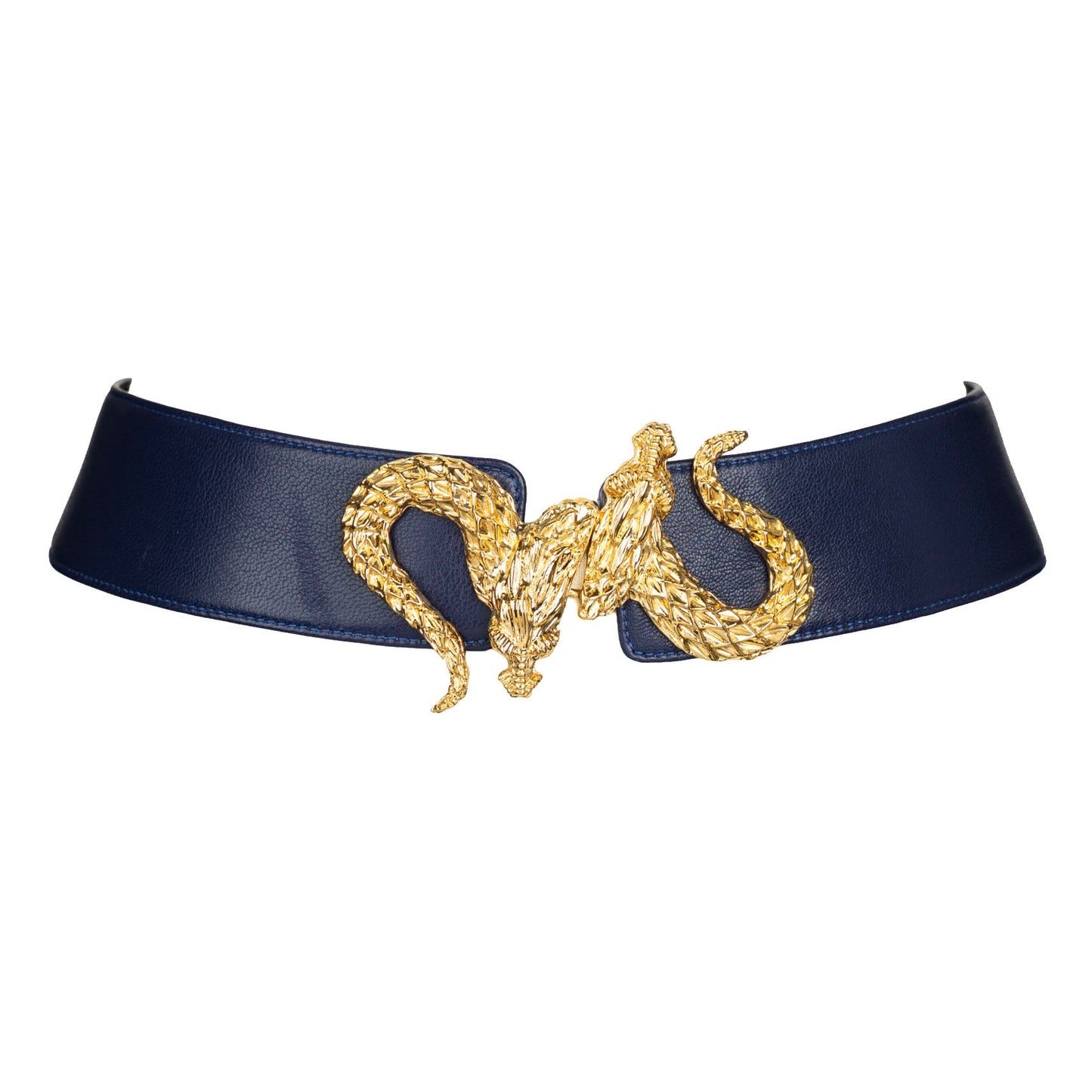Dragon Buckle Leather Belt - Blue