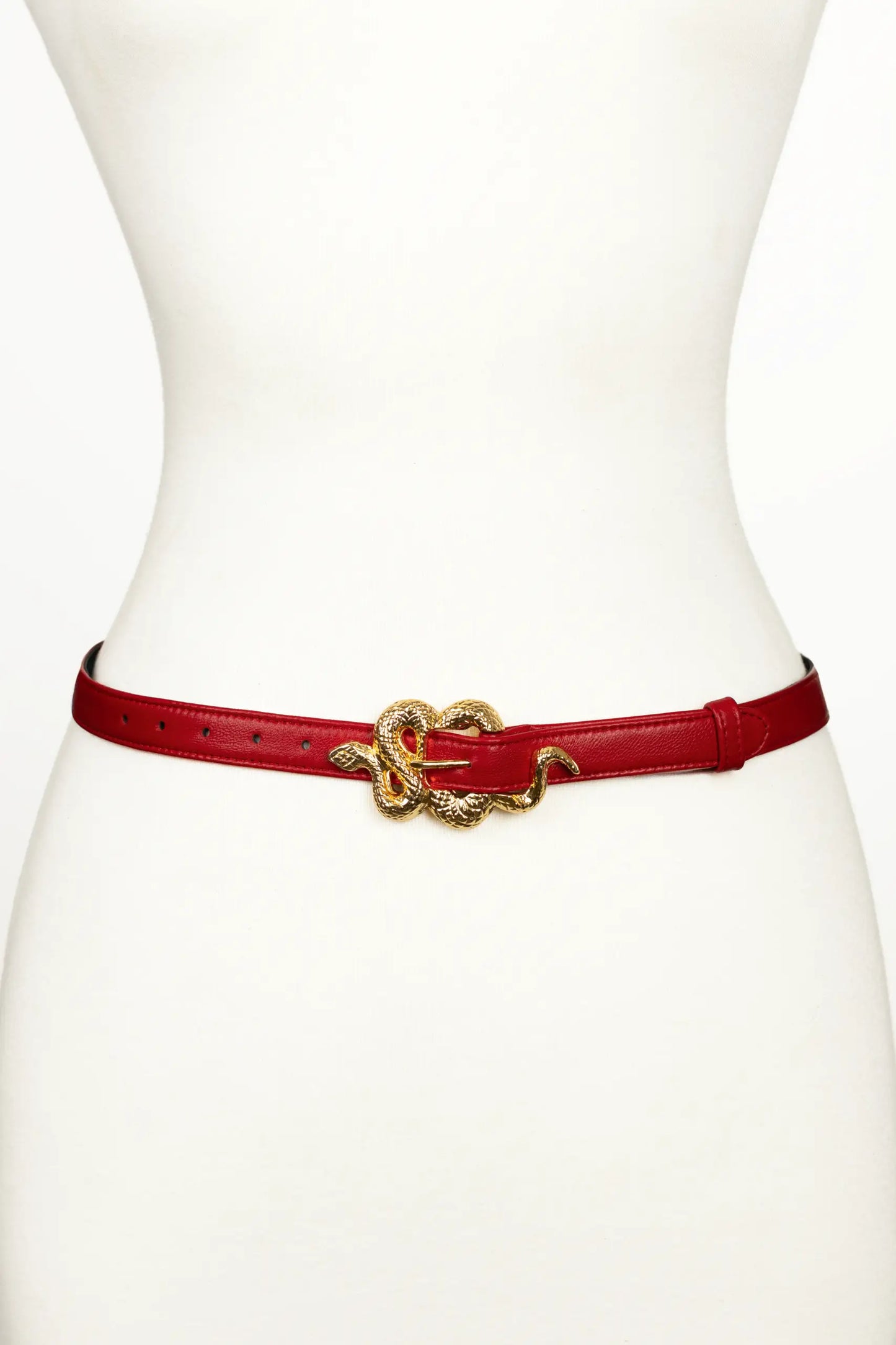 Snake Buckle Leather Belt