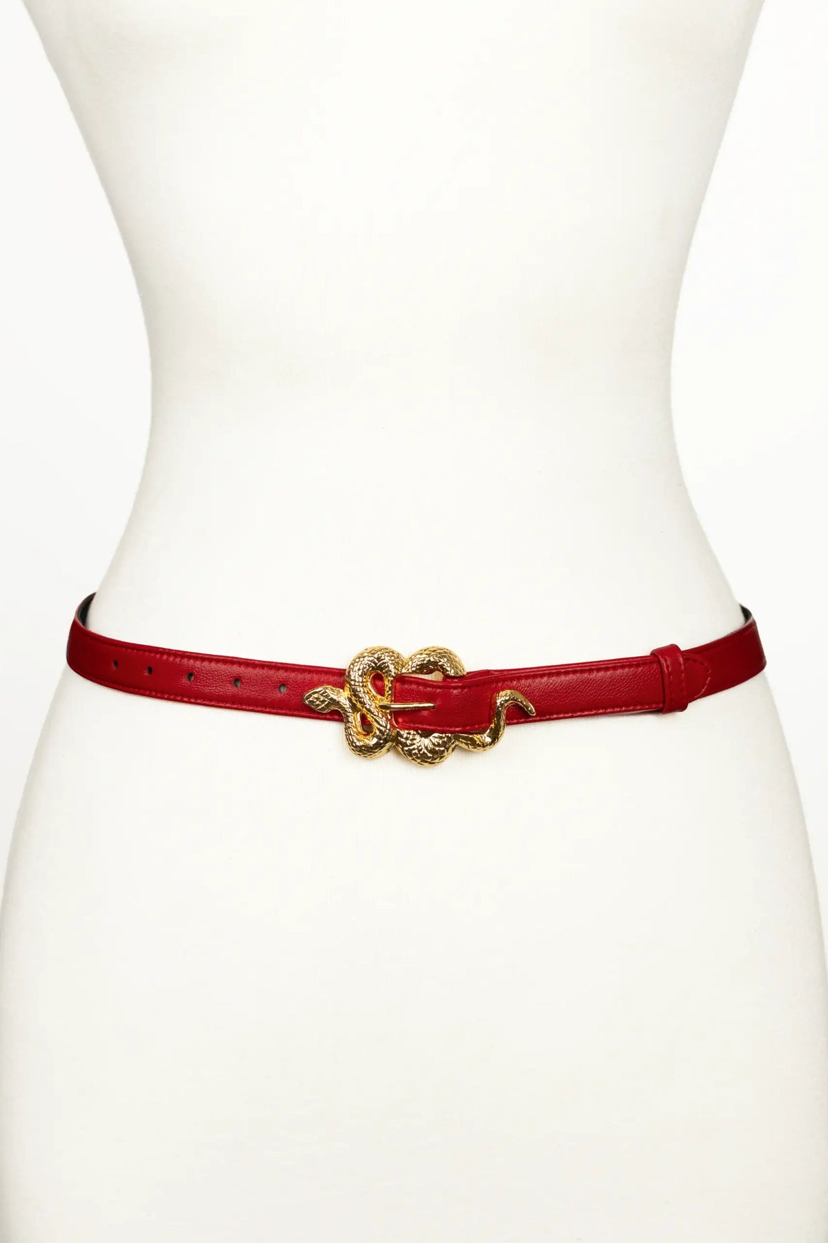 Snake Buckle Leather Belt