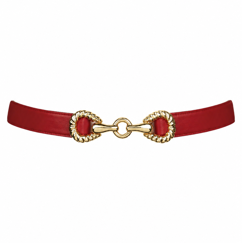 Rider Circle Buckle leather Belt - Red