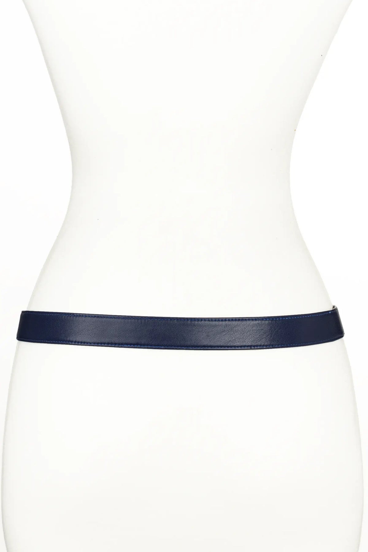 Rider Circle Buckle leather Belt - Navy