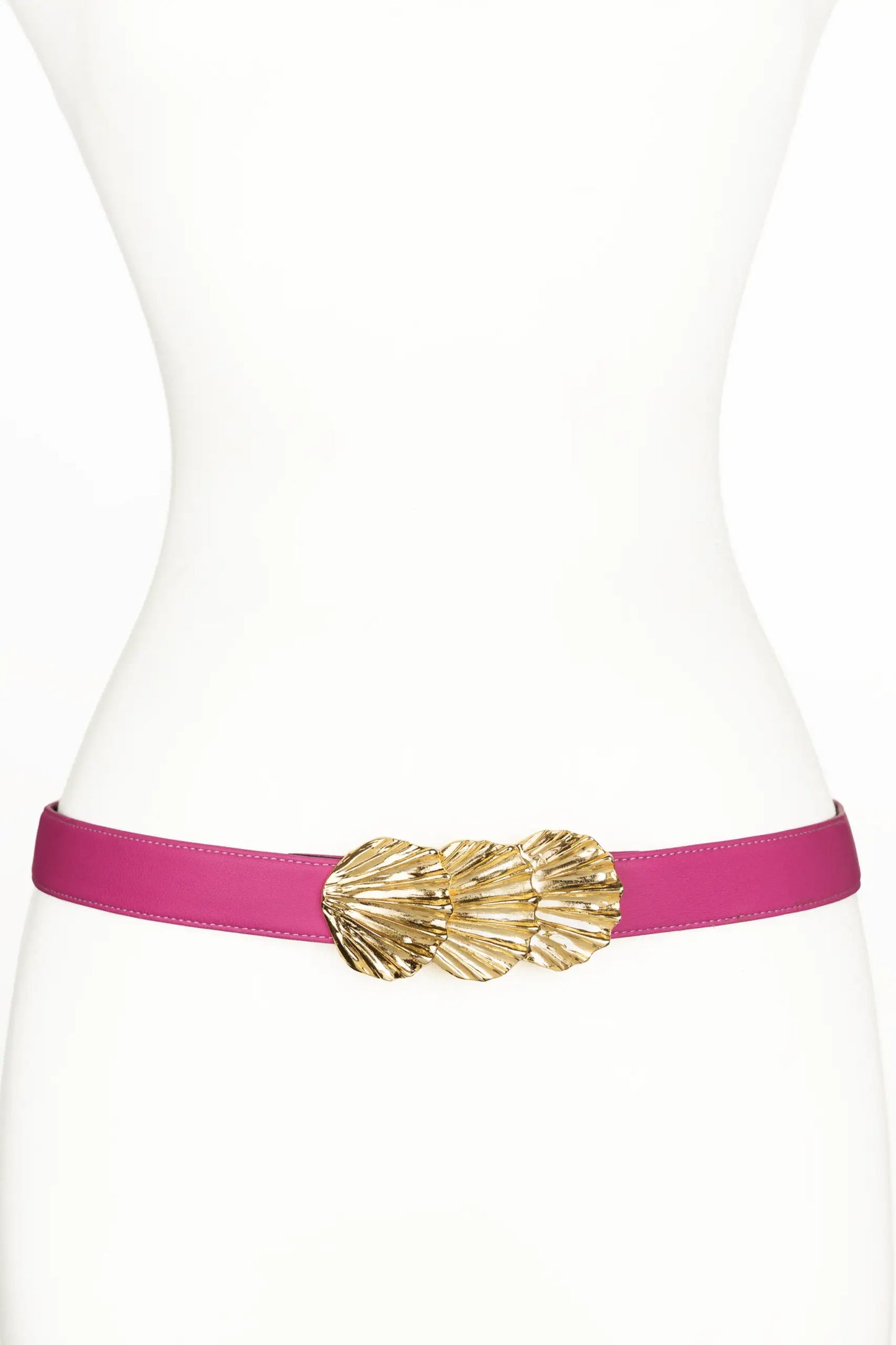 Sea Shells Buckle Leather Belt