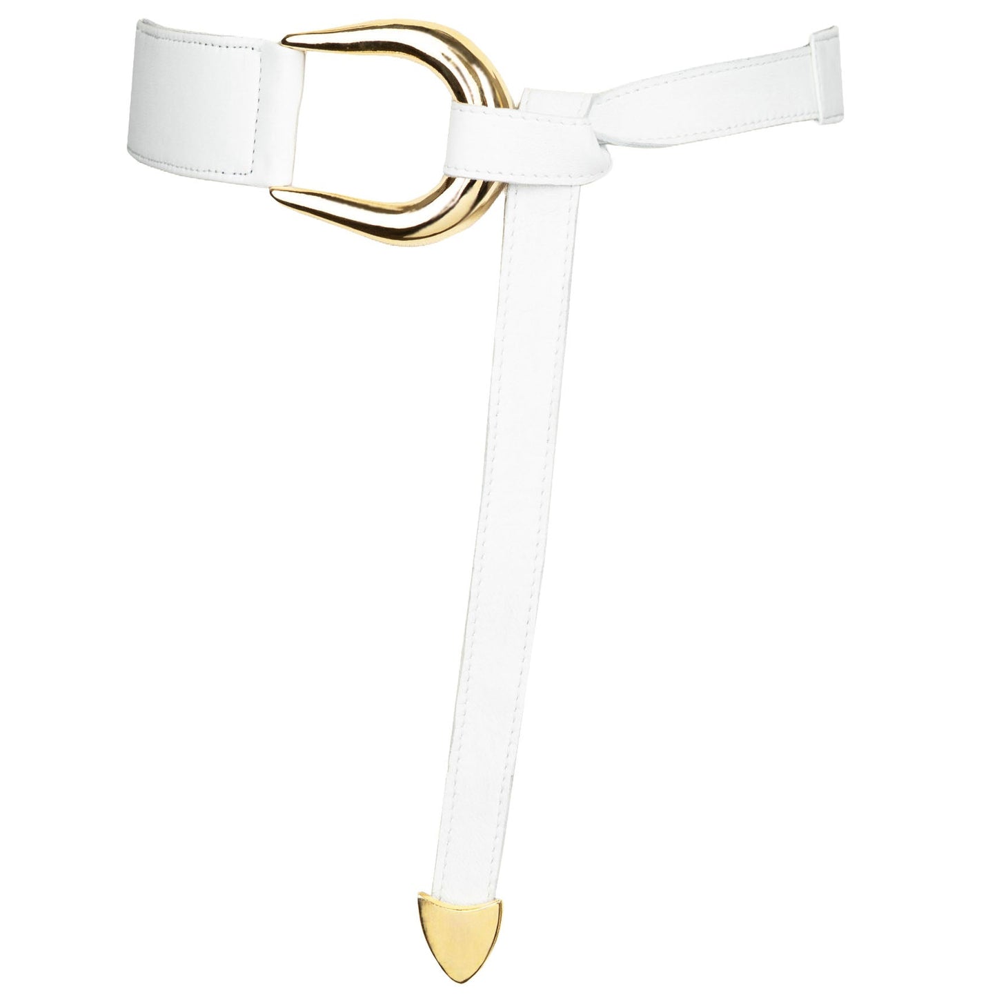 Sheila Knot Leather Belt - White