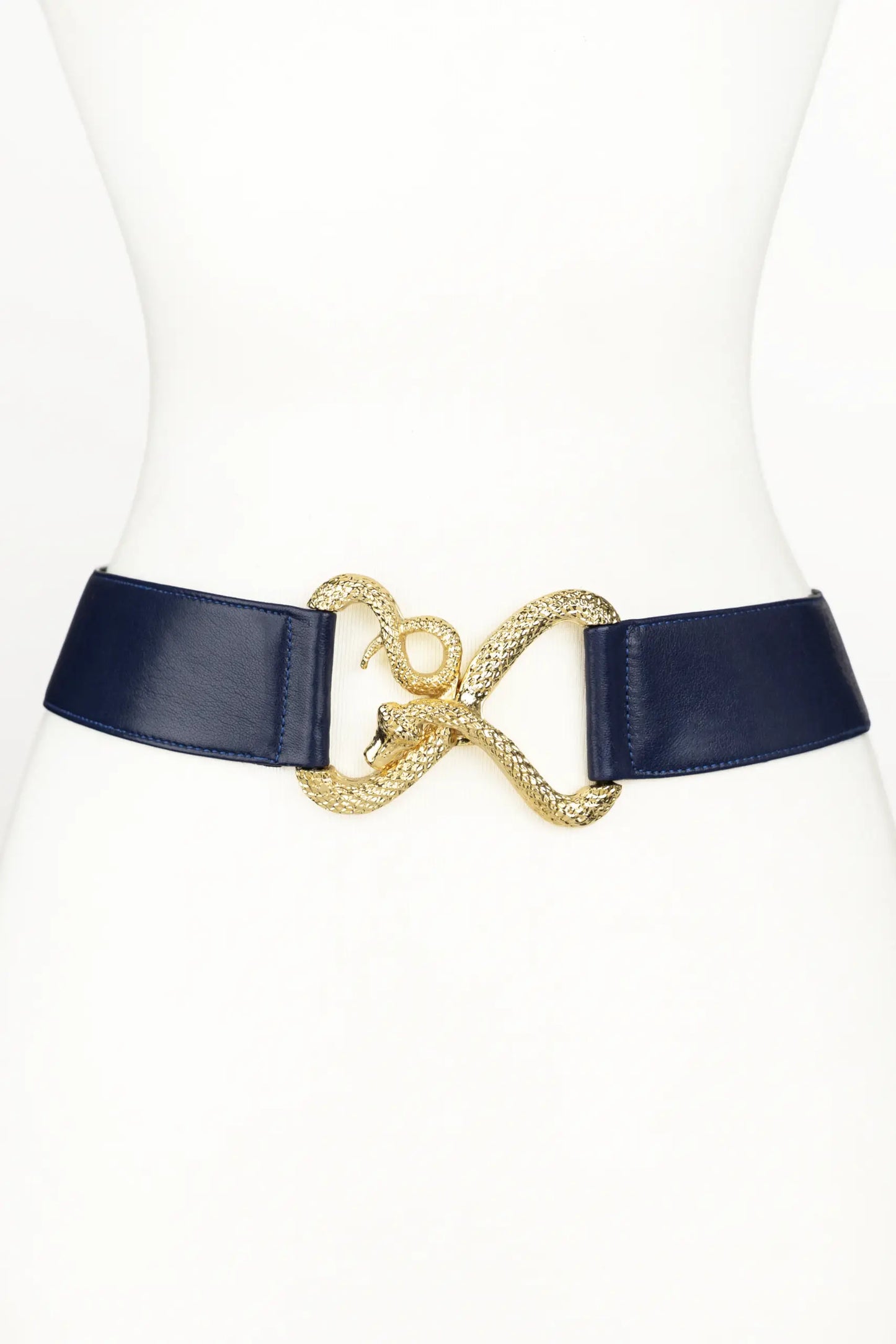Snake Buckle Leather Belt - Blue