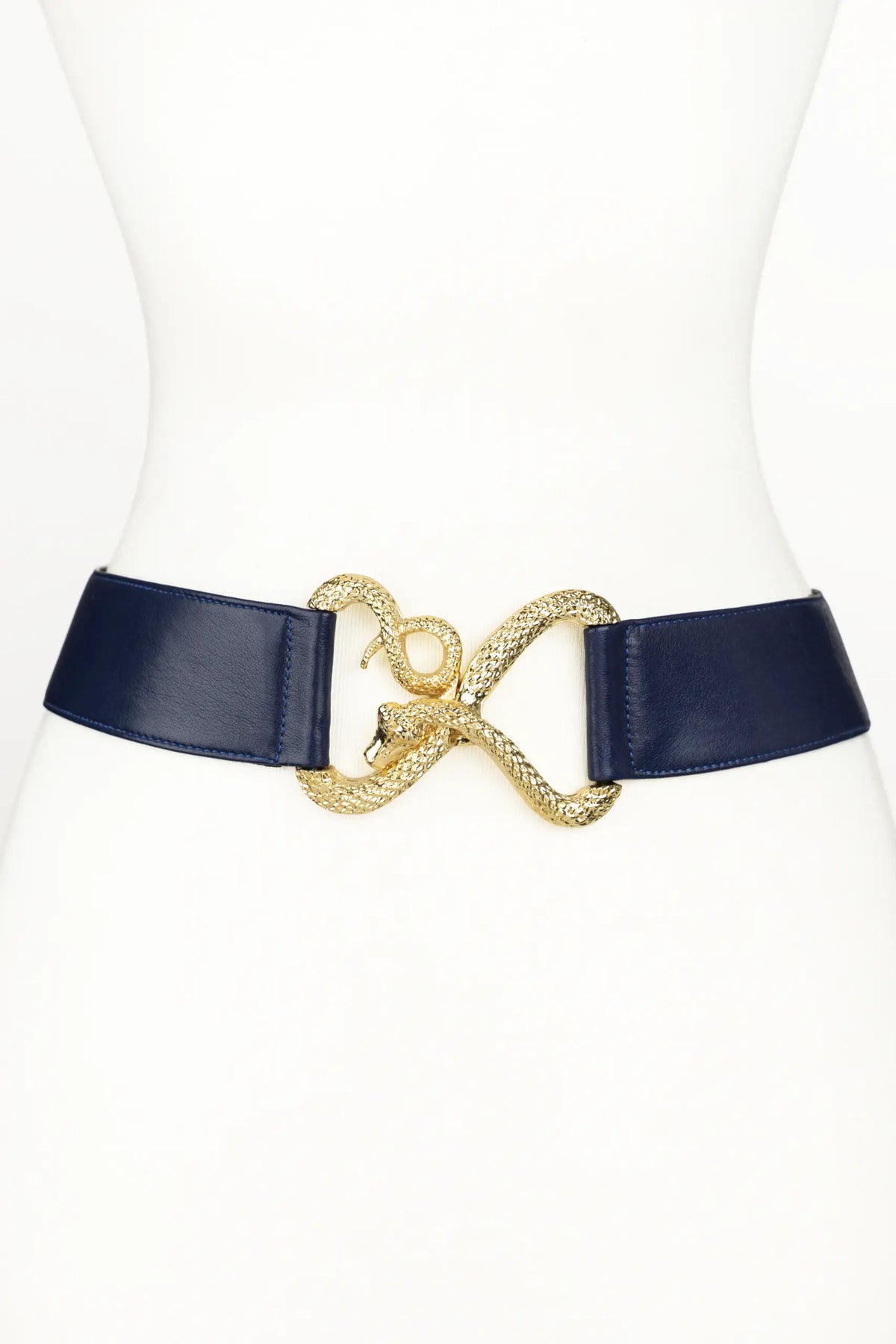 Snake Buckle Leather Belt - Blue