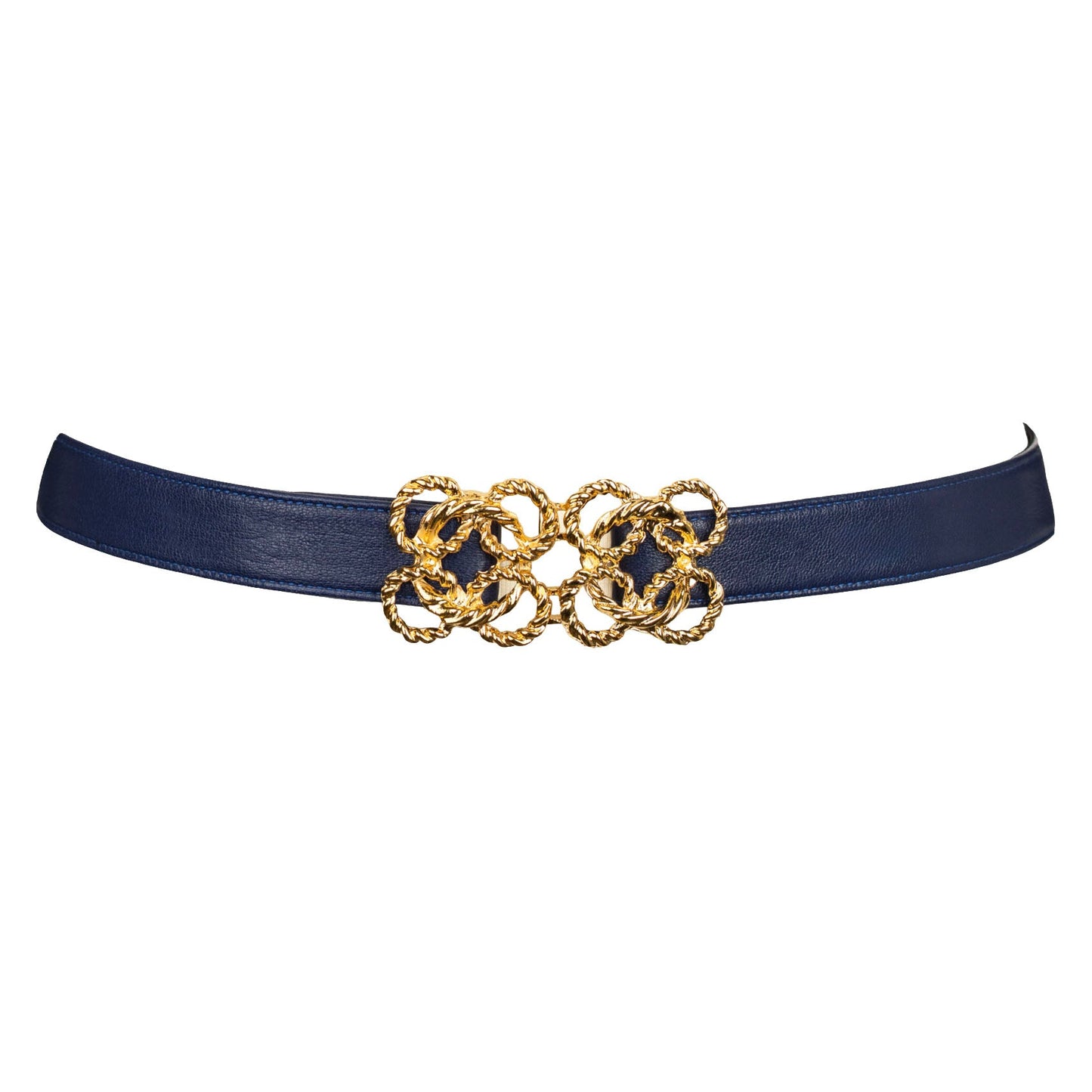 Torchon Rope Buckle Leather Belt - Navy