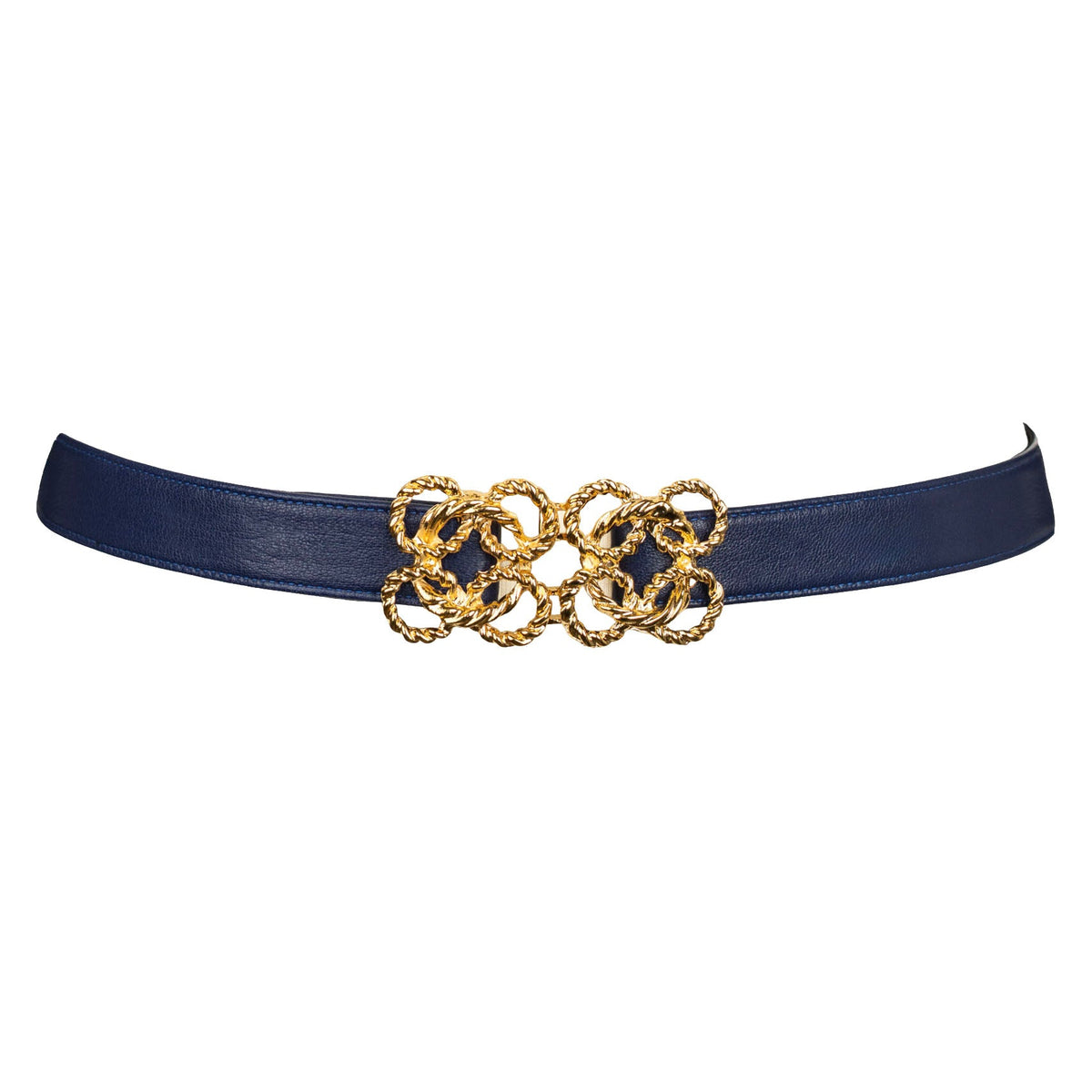Torchon Rope Buckle Leather Belt - Navy
