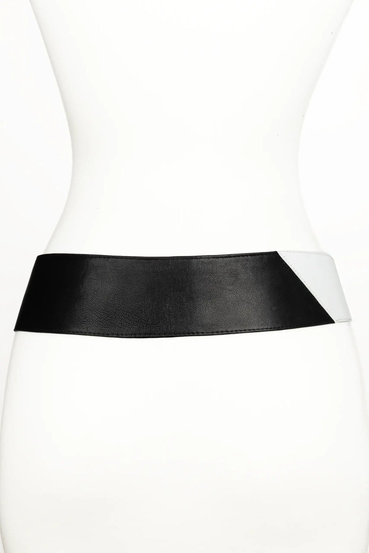Vixen Color Block Leather Belt - Black/White