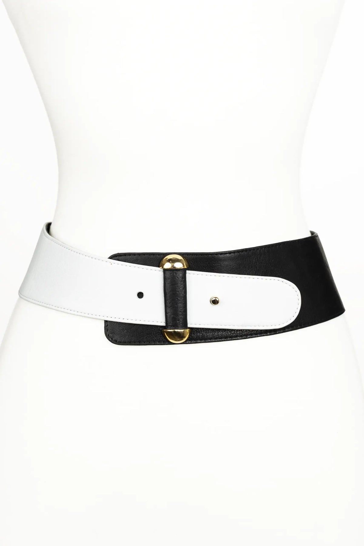 Vixen Color Block Leather Belt - Black/White