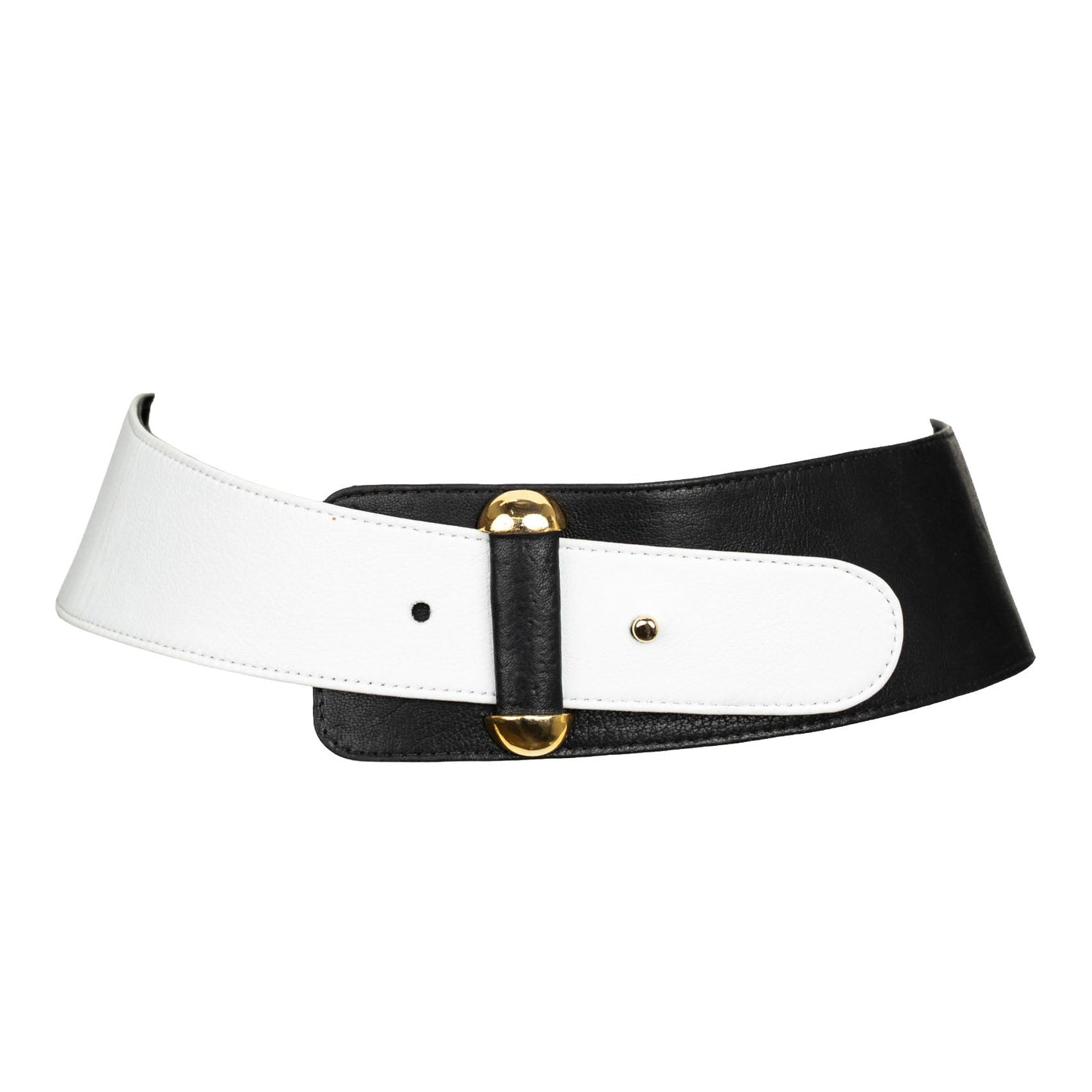 Vixen Color Block Leather Belt - Black/White