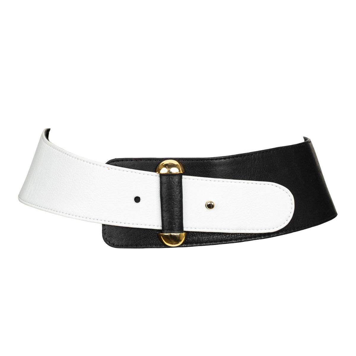 Vixen Color Block Leather Belt - Black/White