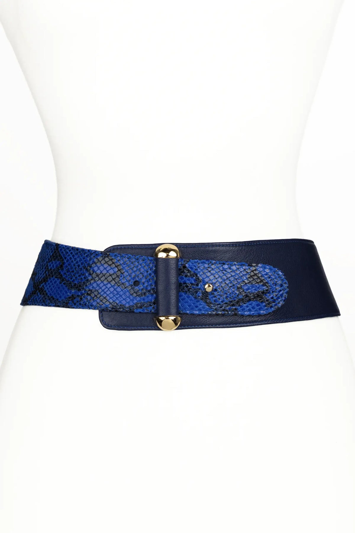 Vixen Color Block Leather Belt - Blue