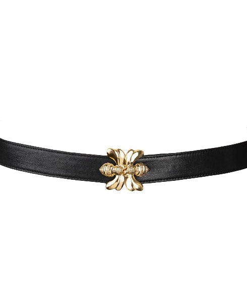Double Bee Clasp Buckle Leather belt
