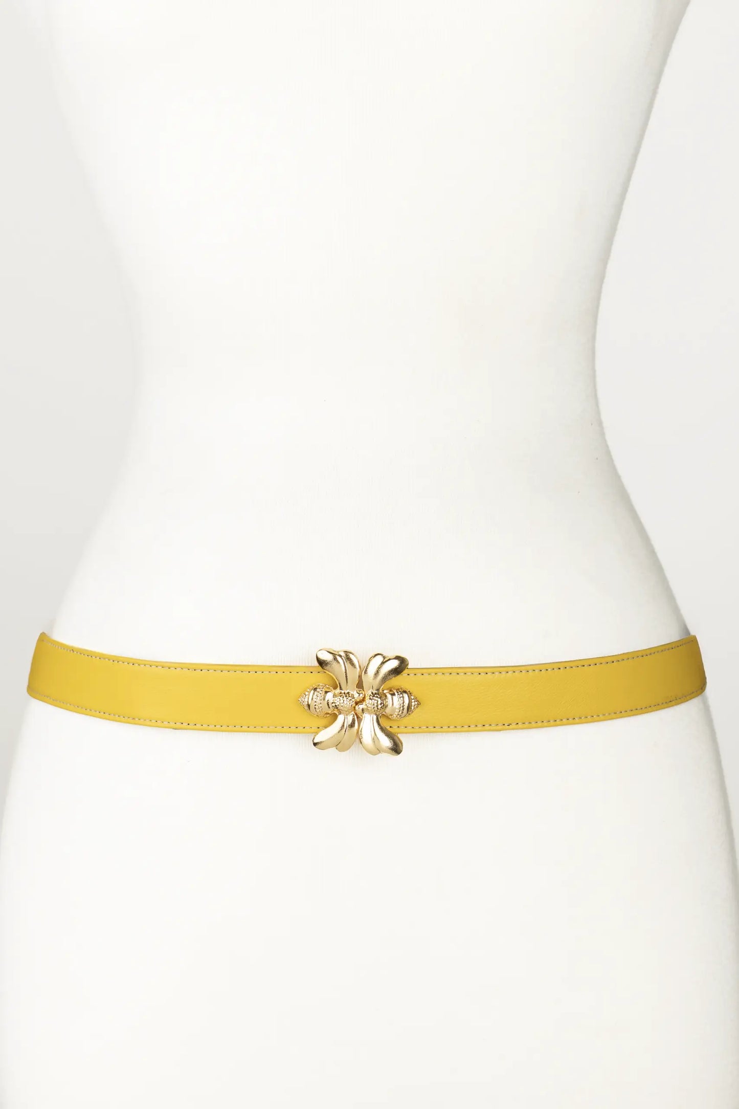 Double Bee Clasp Buckle Leather belt