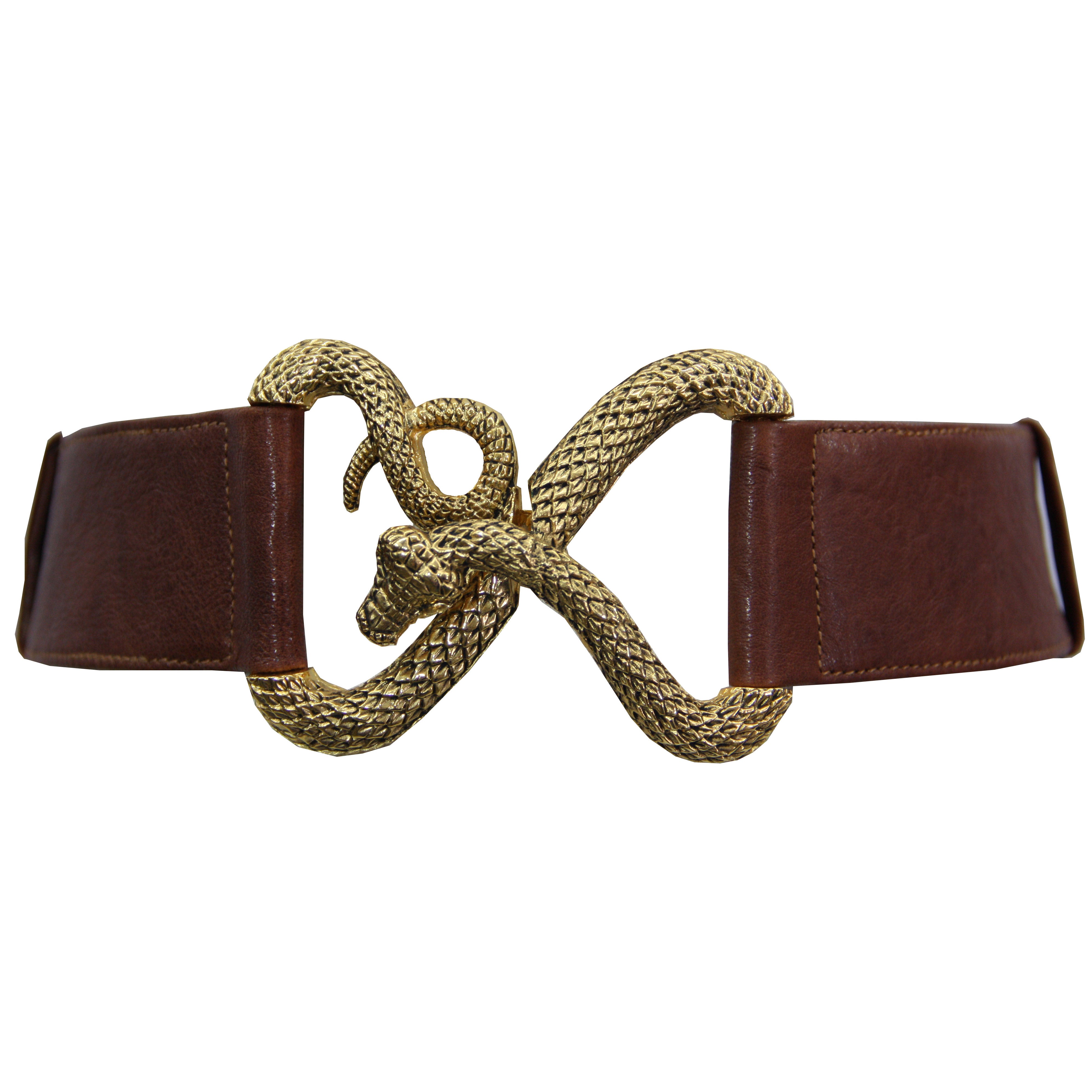 RAINA Eden Ornate Gold Snake Buckle Adjustable Embossed Brown Leather Belt Sz L Raina Belts (@rainabelts) • Instagram photos and videos main image 3
